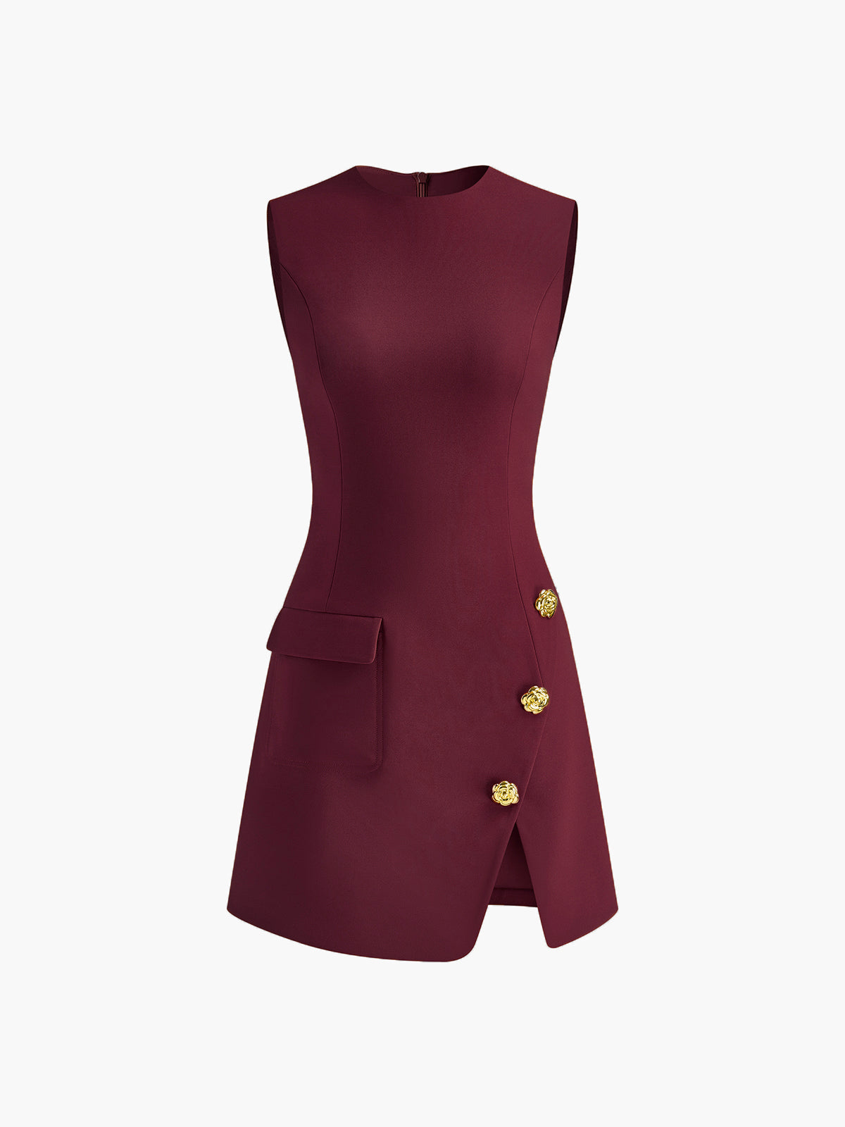 Iridsilk – Golden Rose – Kleid mit Knopftasche und Schlitz