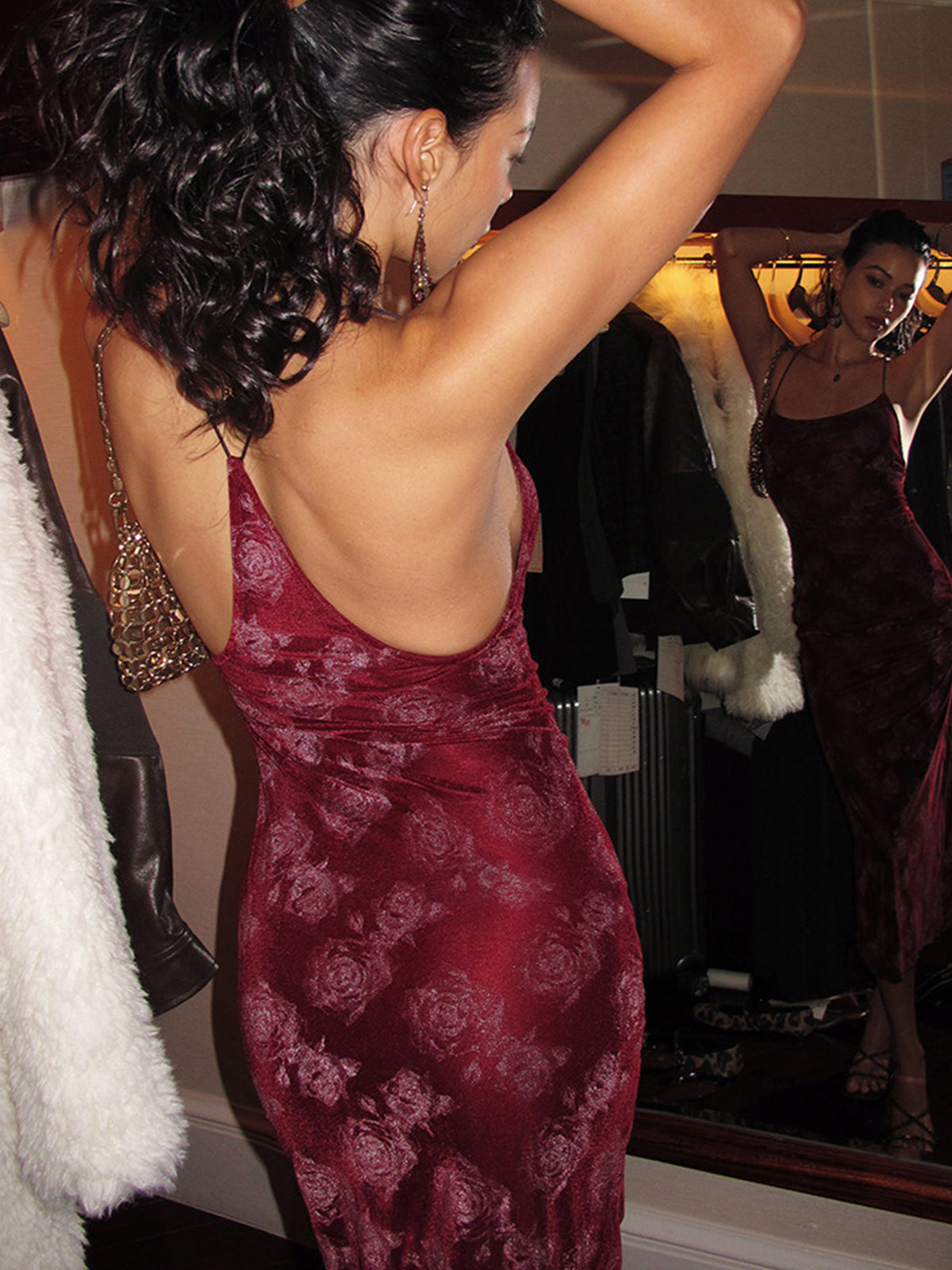 Starshine Rose Velvet Cami Dress