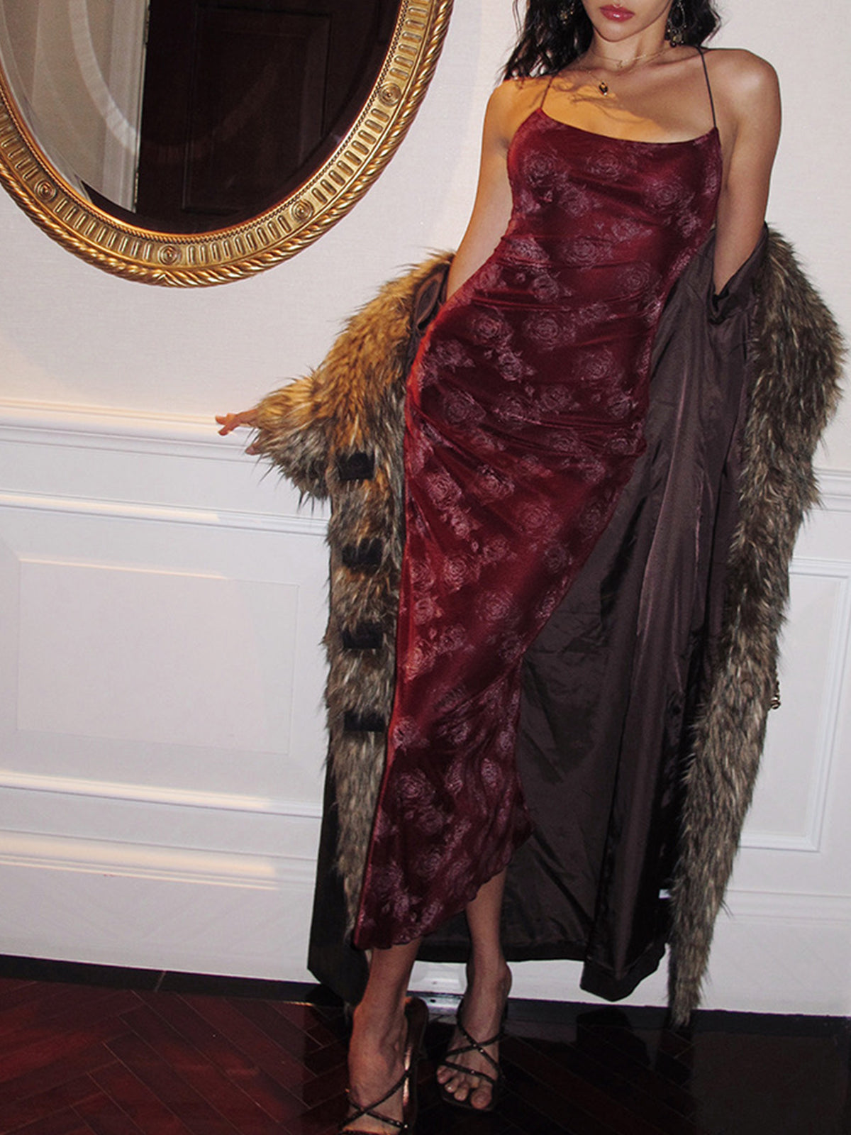 Starshine Rose Velvet Cami Dress