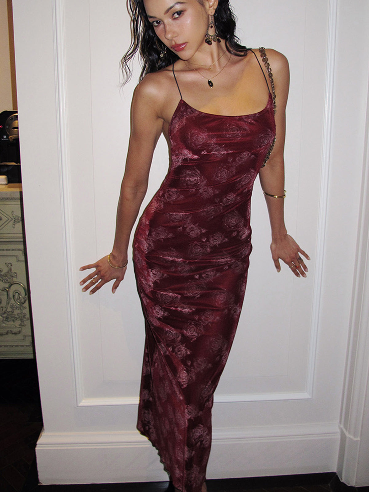 Starshine Rose Velvet Cami Dress