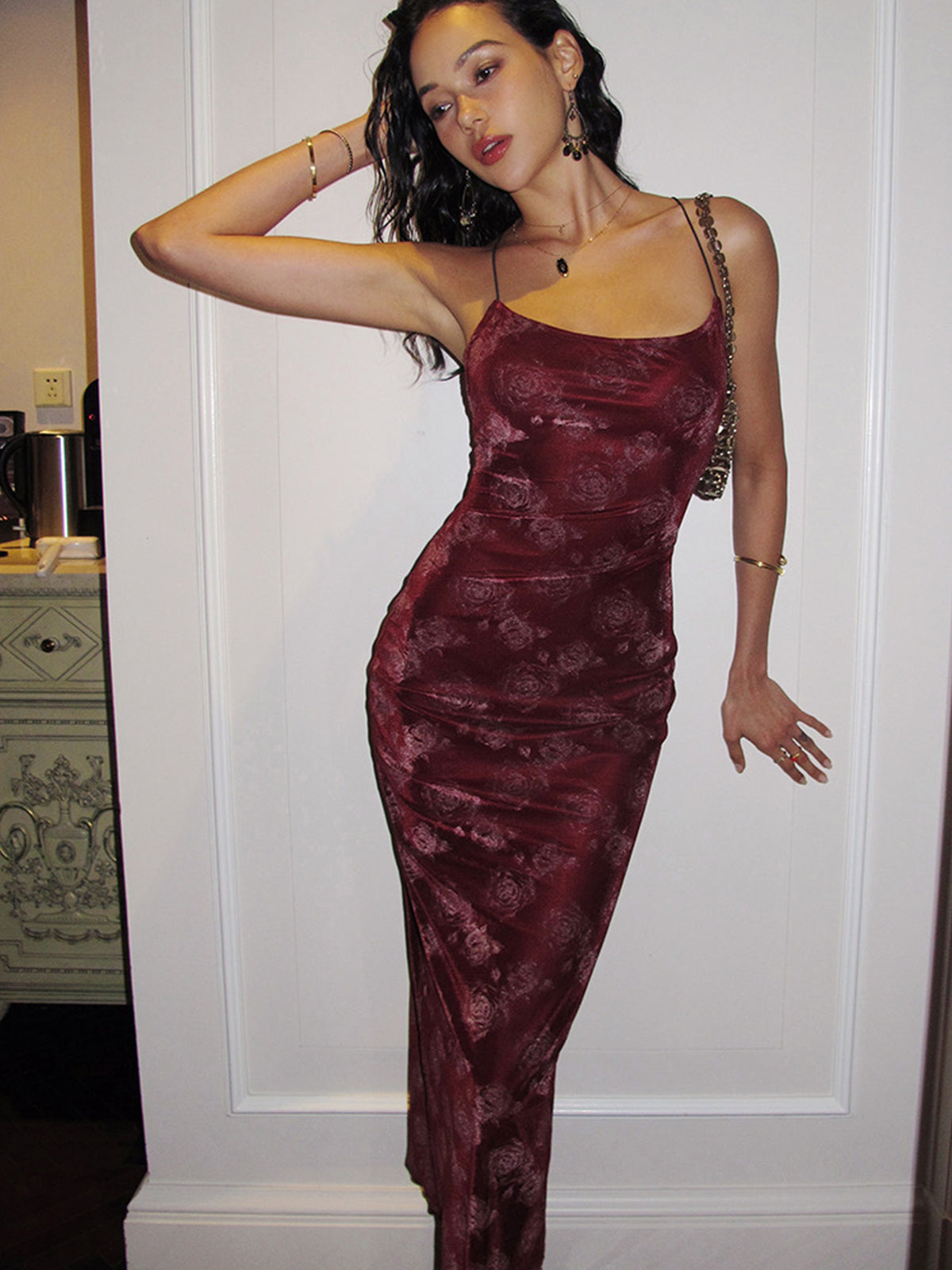Starshine Rose Velvet Cami Dress