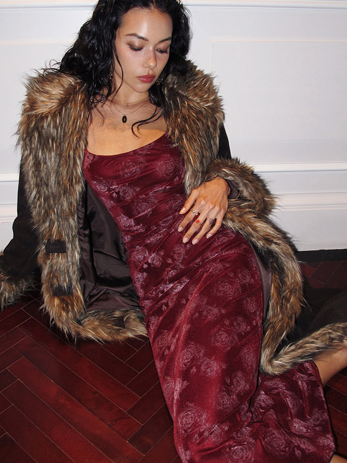 Starshine Rose Velvet Cami Dress