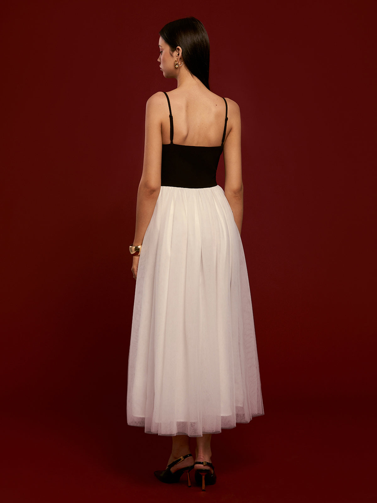 Zweifarbiges Camisole-Kleid aus Netzstoff „Radiglow“
