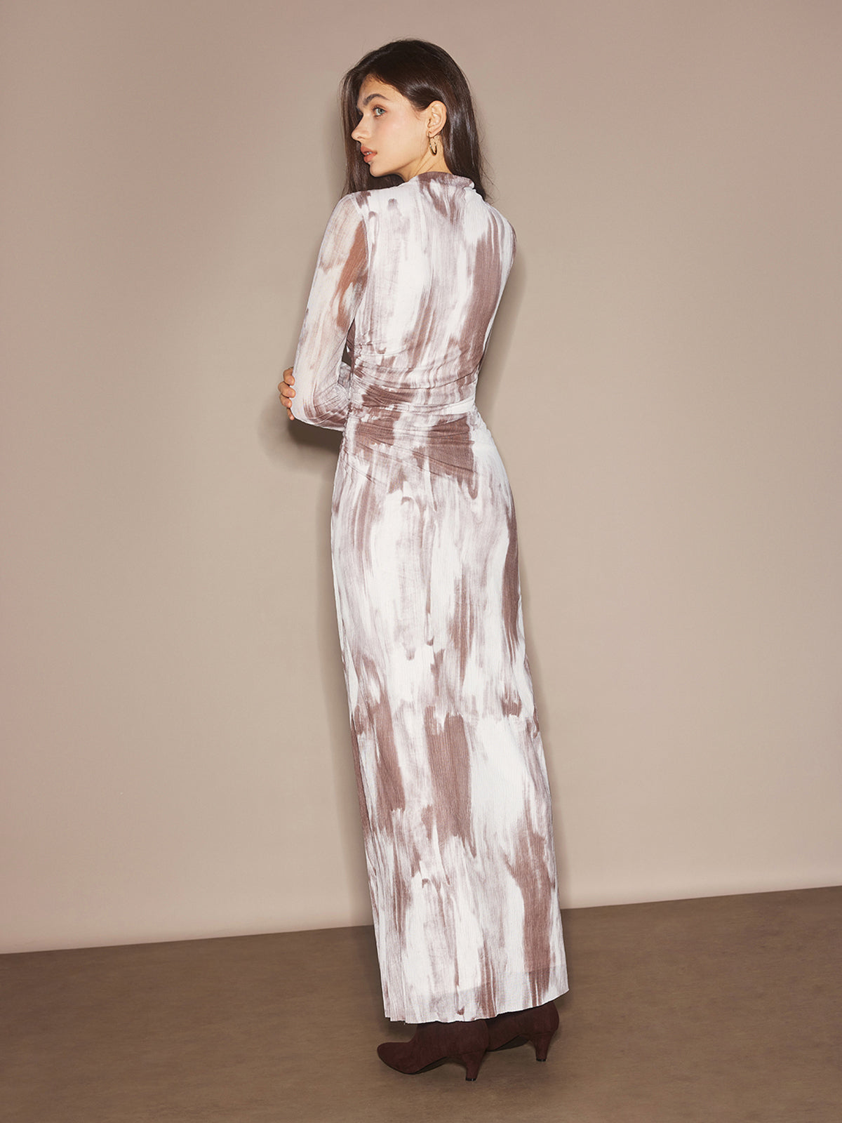 Shimbloom – Halbtransparentes, gefärbtes Netzkleid mit Aufdruck ohne Gürtel
