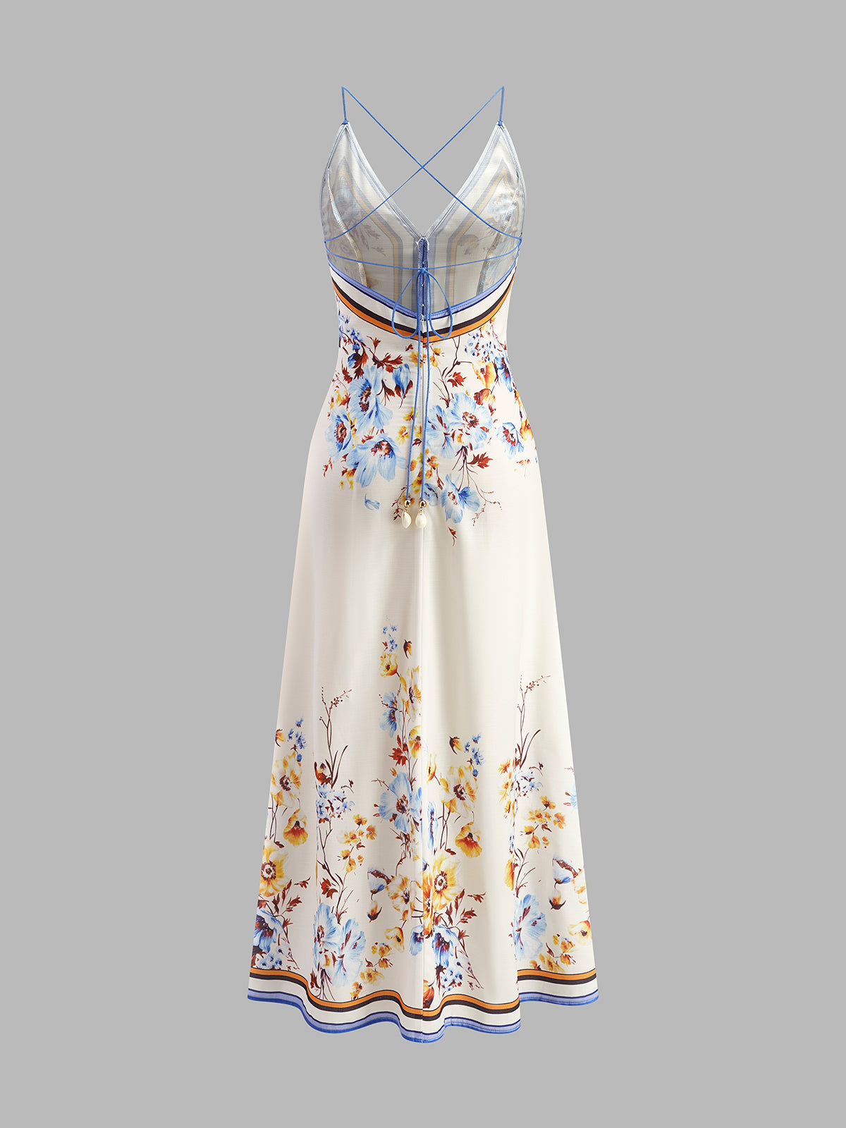 Liene – Lässiges, langes Neckholder-Kleid mit Blumenmuster