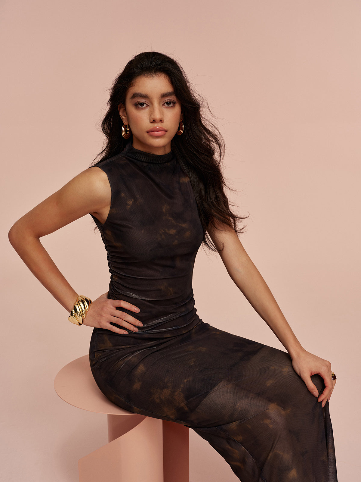Starbliss – Ärmelloses Netzkleid mit Jersey-Futter