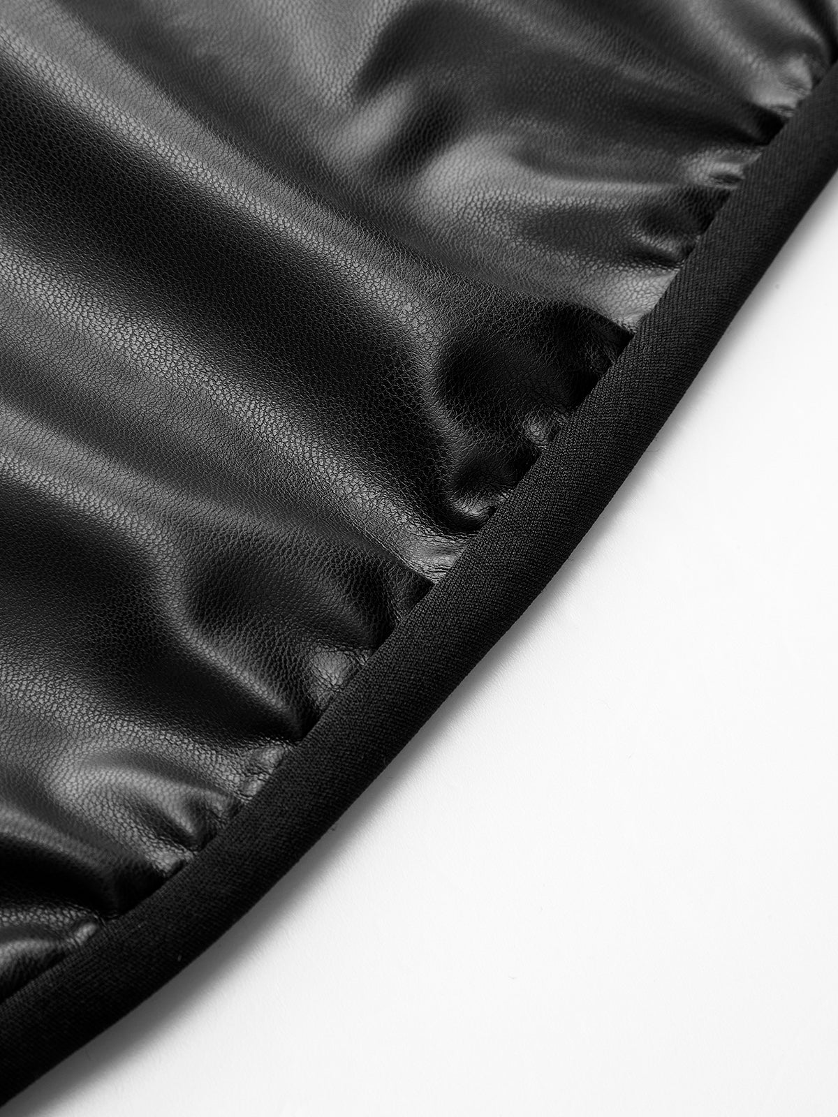 Radiwind – Kleid aus Kunstleder mit Stehkragen und gerüschtem Einsatz