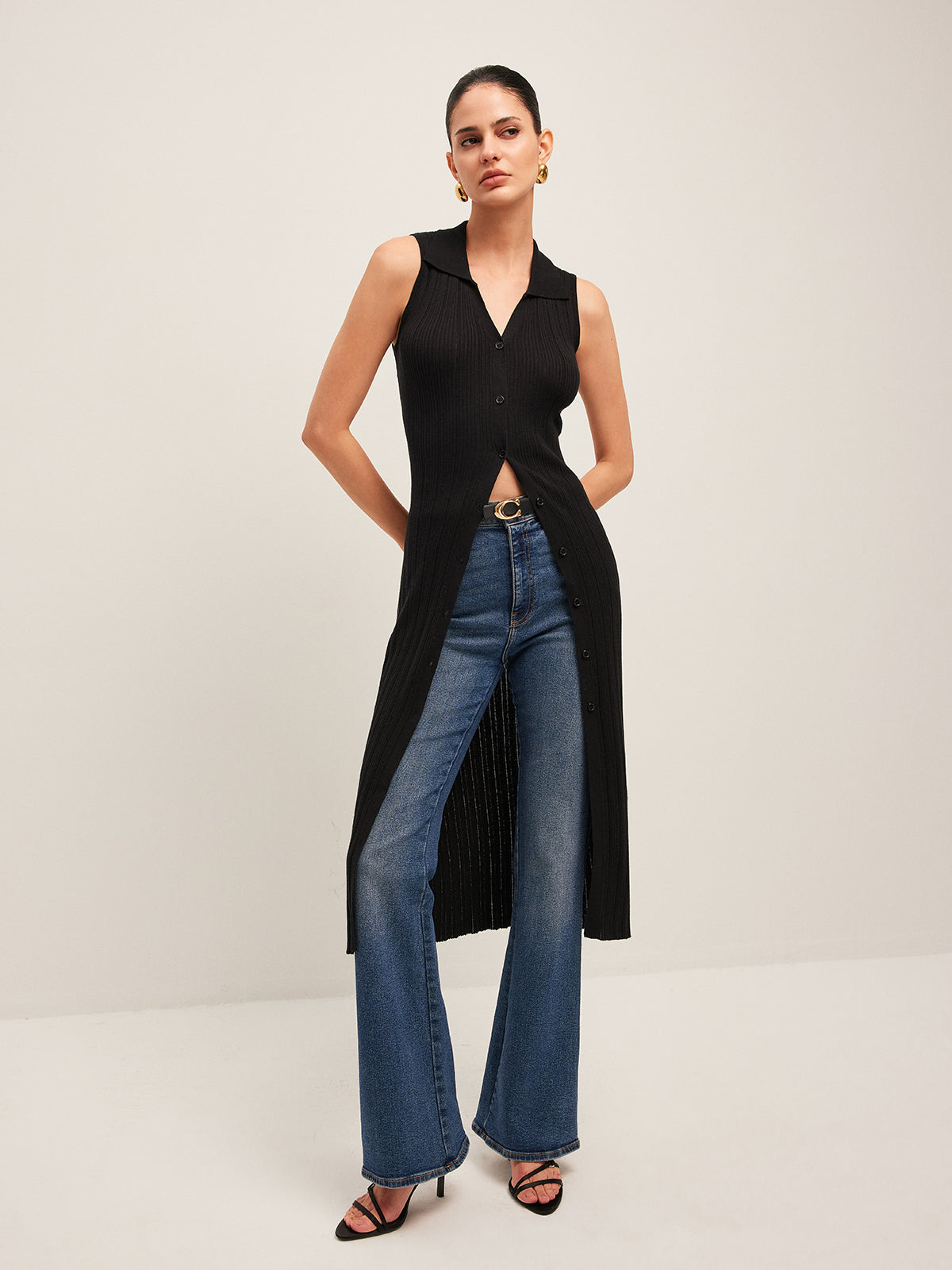 Meriel Ribbed Button-Up Knit Dress