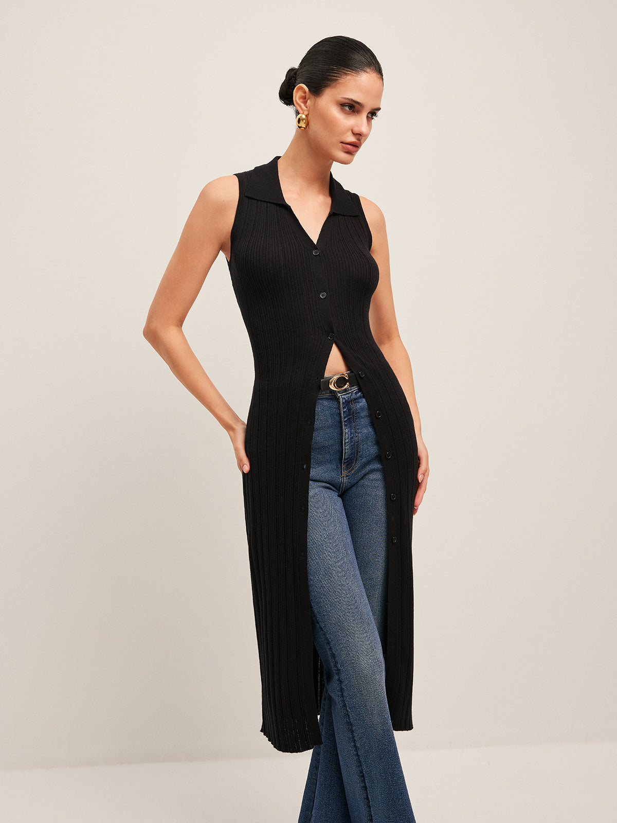 Meriel Ribbed Button-Up Knit Dress