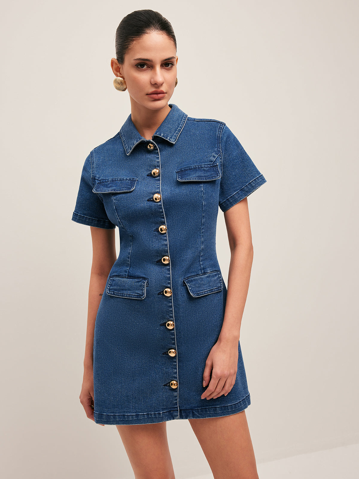 Celestfire Skjortklänning med knappar i denim