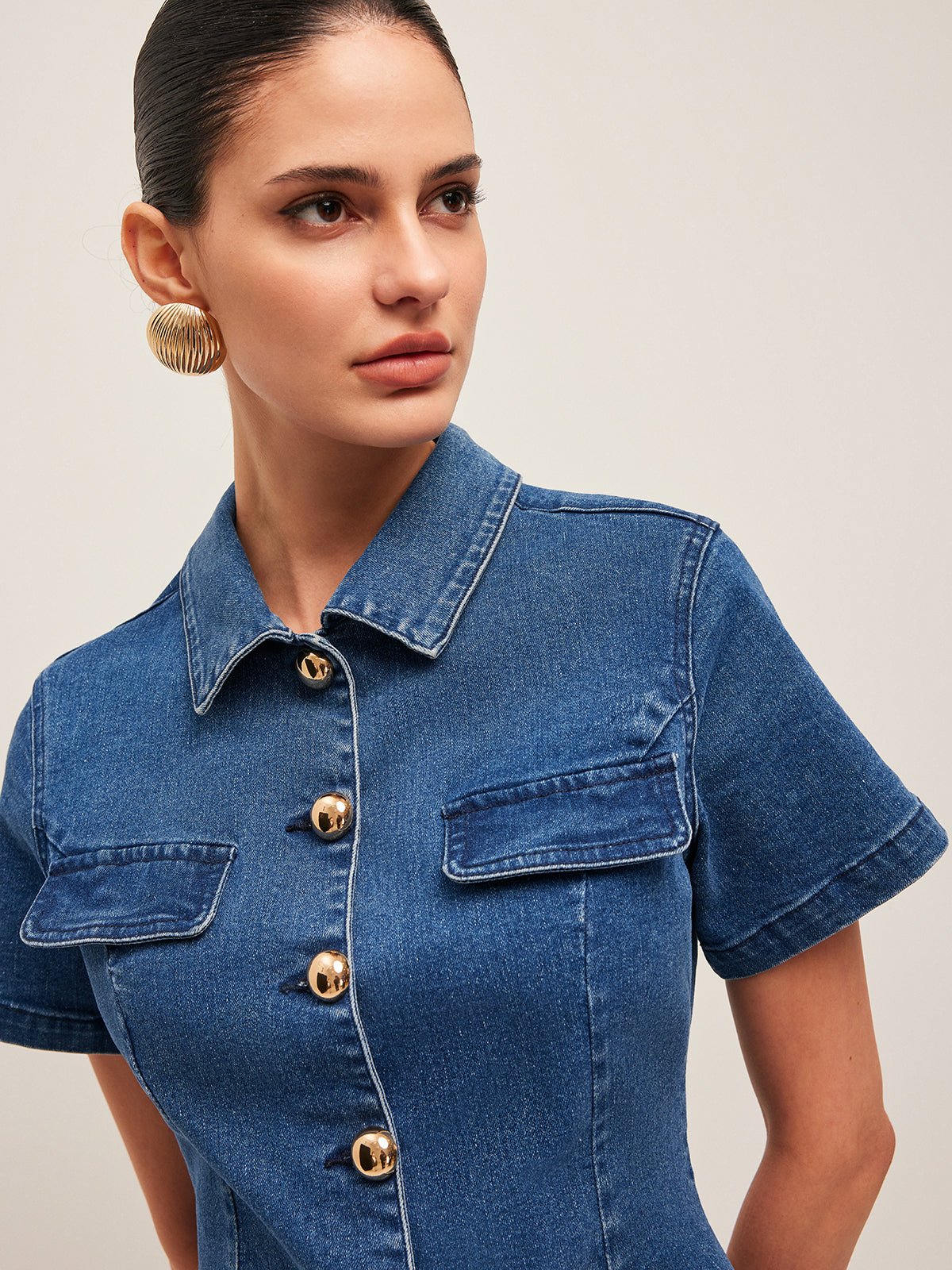 Celestfire Skjortklänning med knappar i denim
