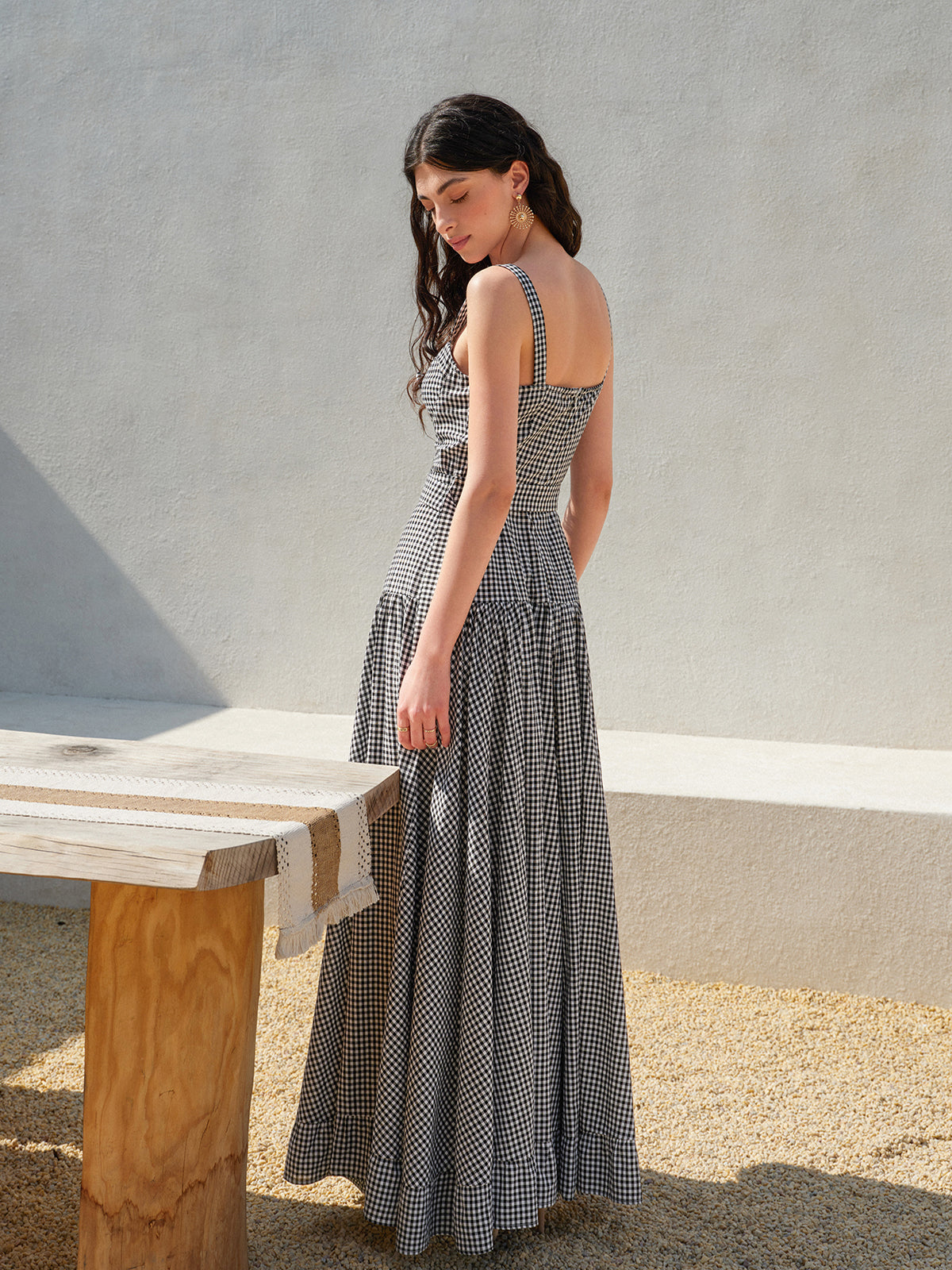 Thelviel Gingham Belted Sleeveless Dress
