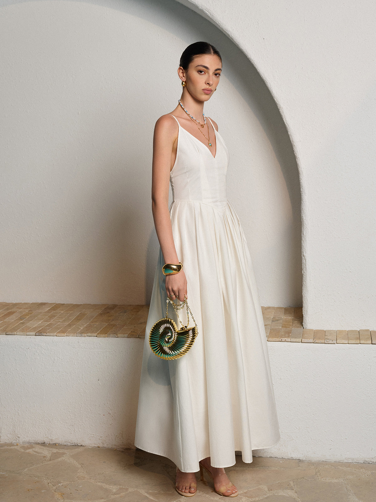 Moonlily rückenfreies Plisseekleid mit Spaghettiträgern