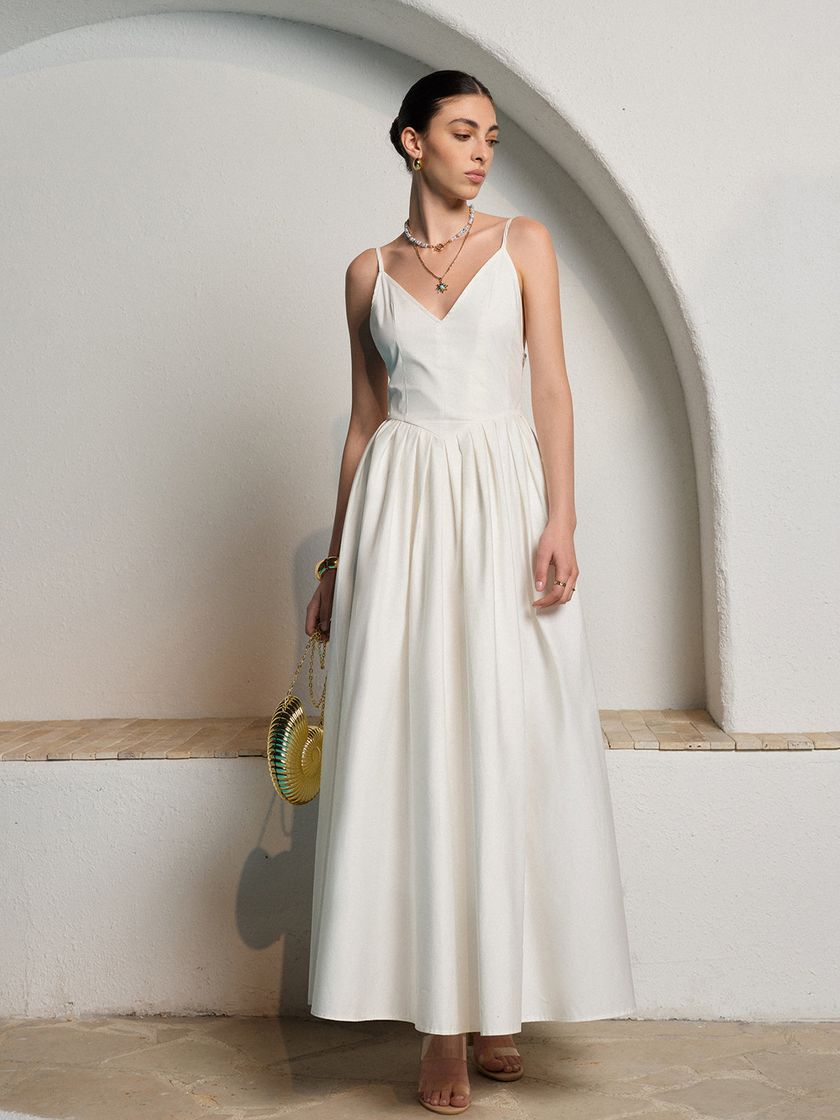 Moonlily rückenfreies Plisseekleid mit Spaghettiträgern