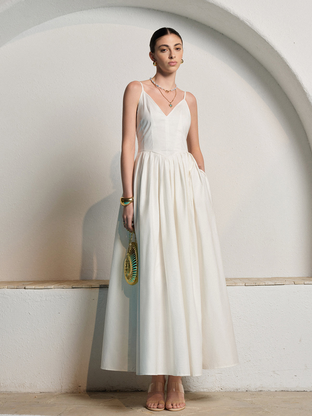Moonlily rückenfreies Plisseekleid mit Spaghettiträgern