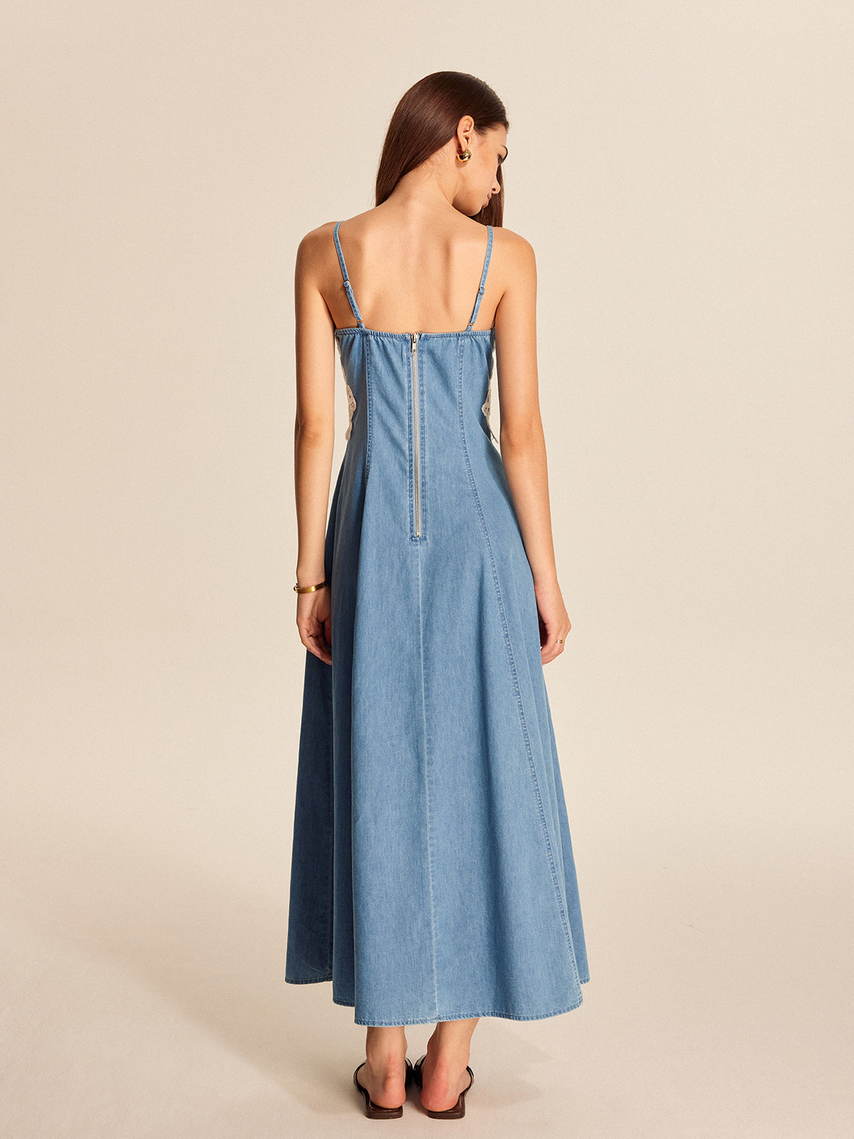 Miraclebloom Spetspanel Denimklänning
