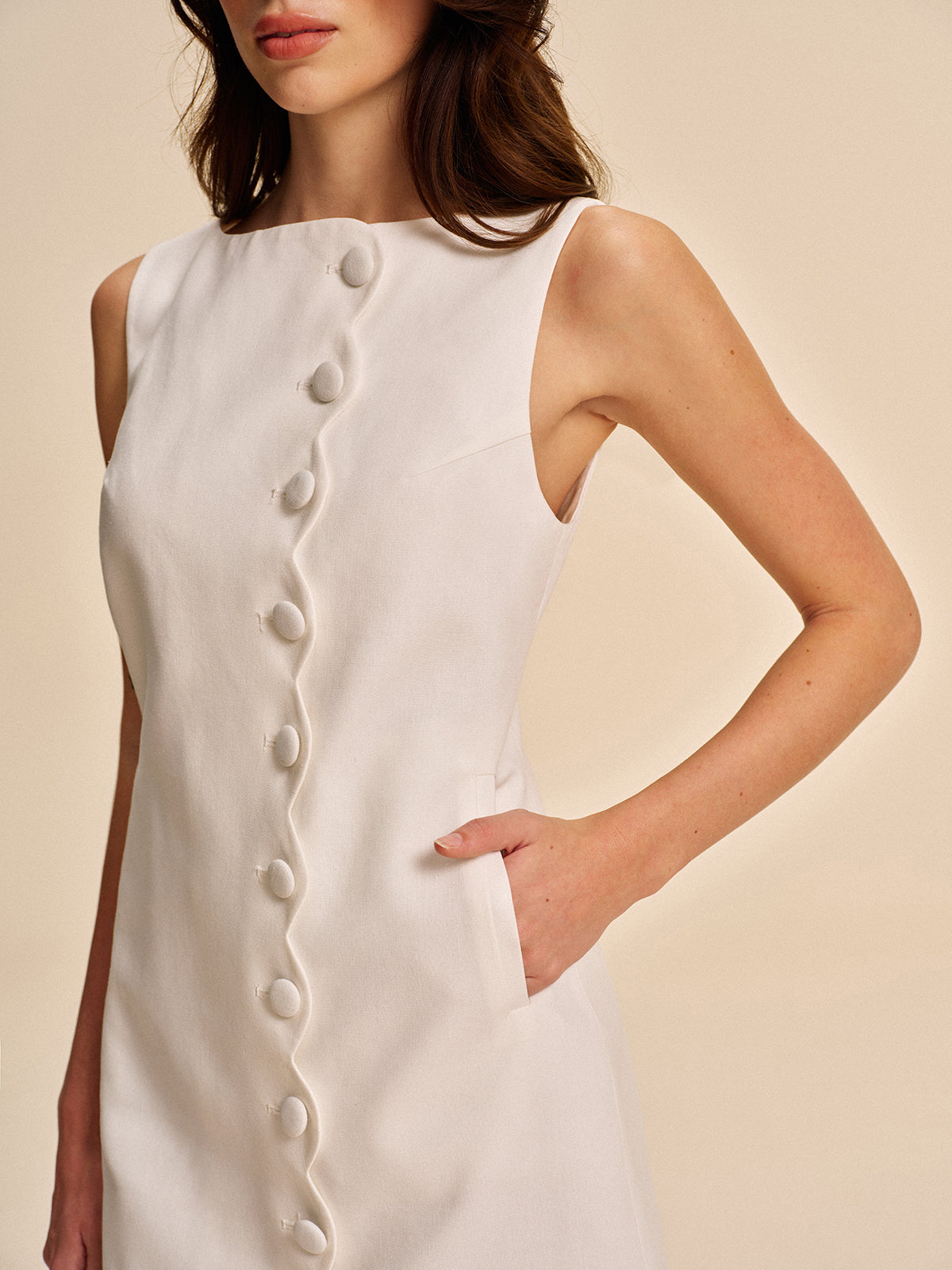 Silkadora A-Linien-Kleid mit Knopfdetail