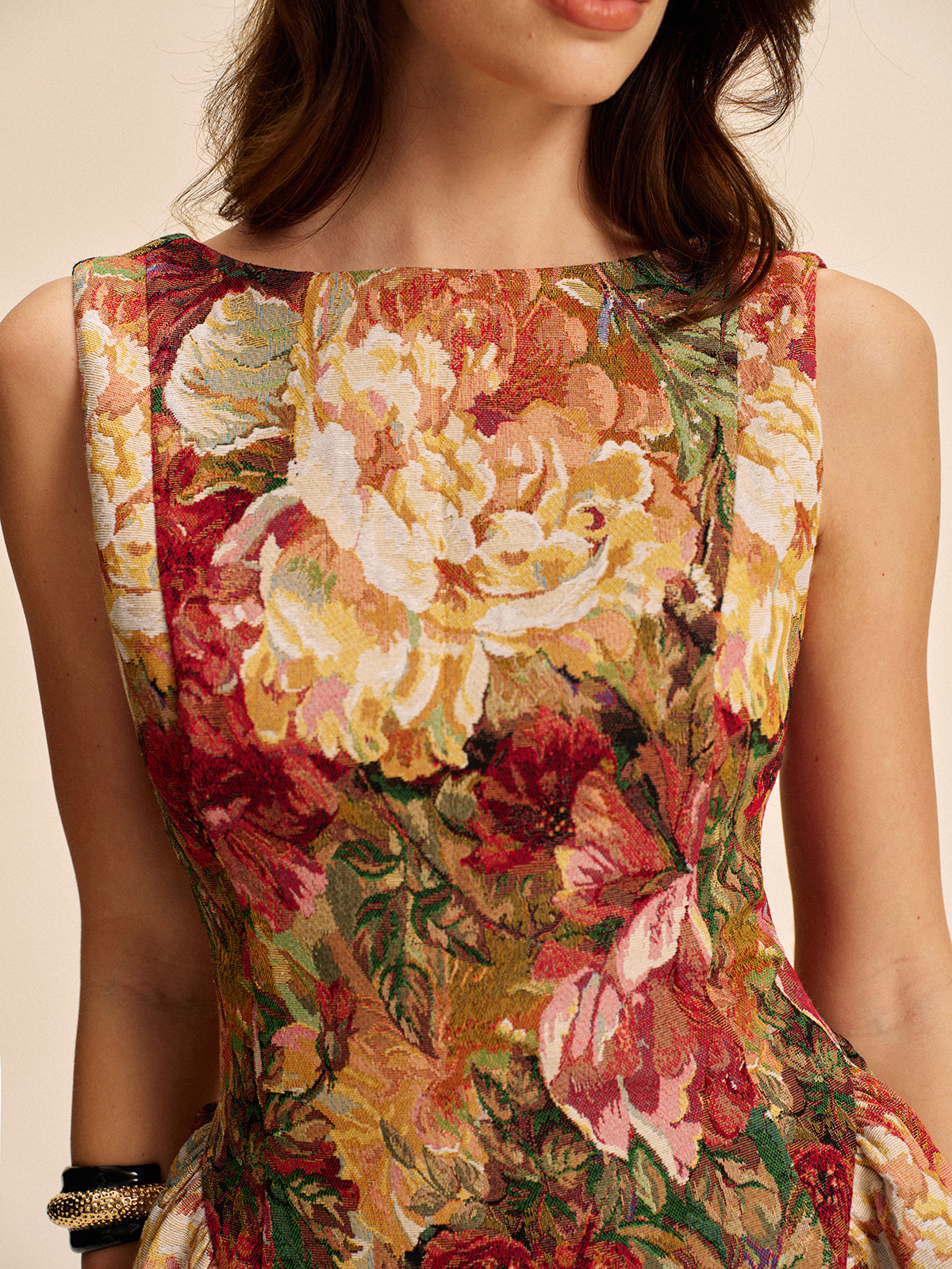 Gossambloom – Rückenfreies, ausgestelltes Kleid mit Blumenmuster