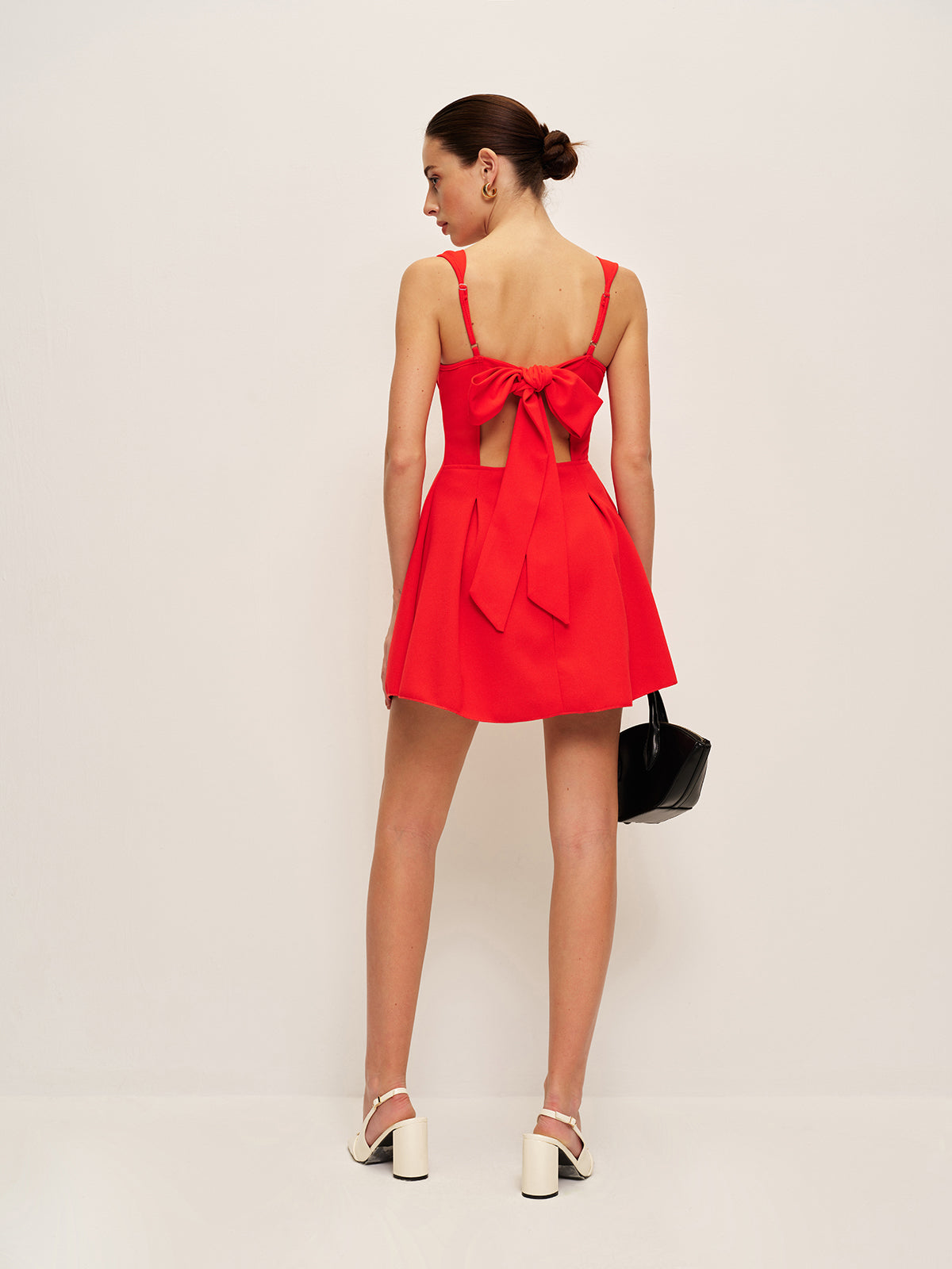 Selvys Square Neck Backless Bow Detail Dress