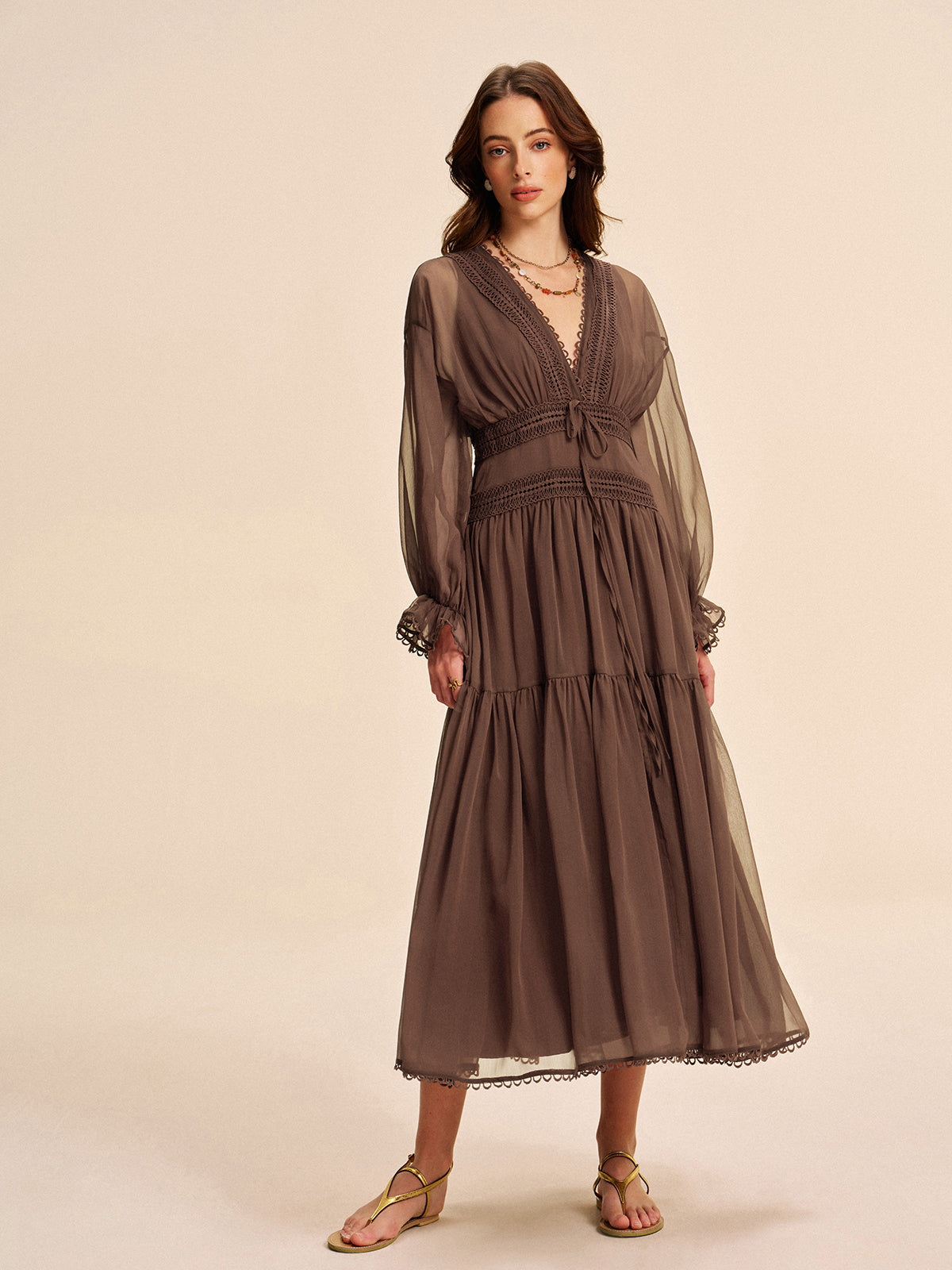 Kilviel Boho Halvtransparent Chiffongklänning