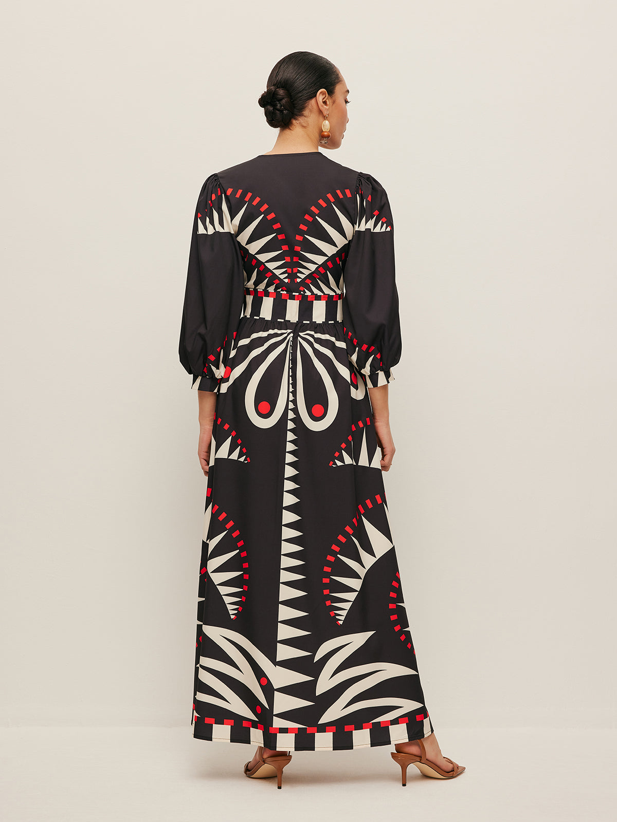 Zileth Boho Print V-Neck Split Klänning