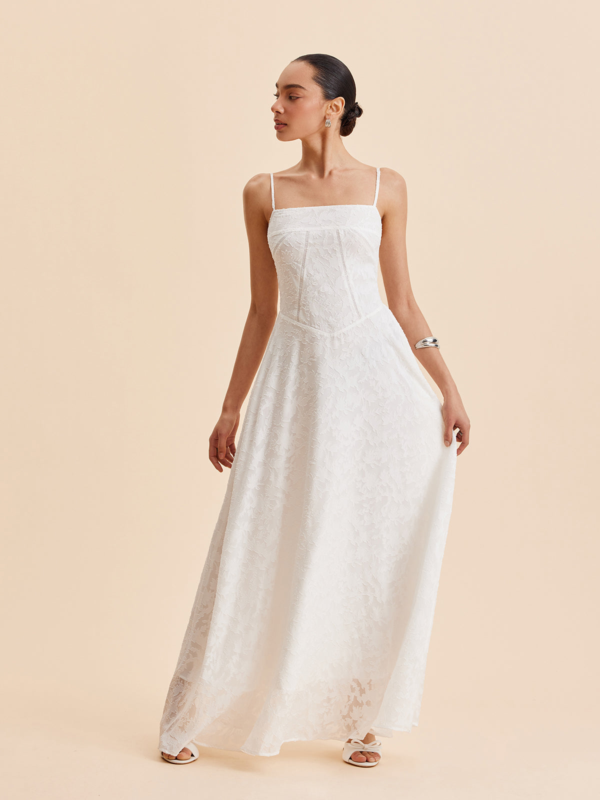 Luminlow Chiffon-Camiliekleid mit floraler Spitze