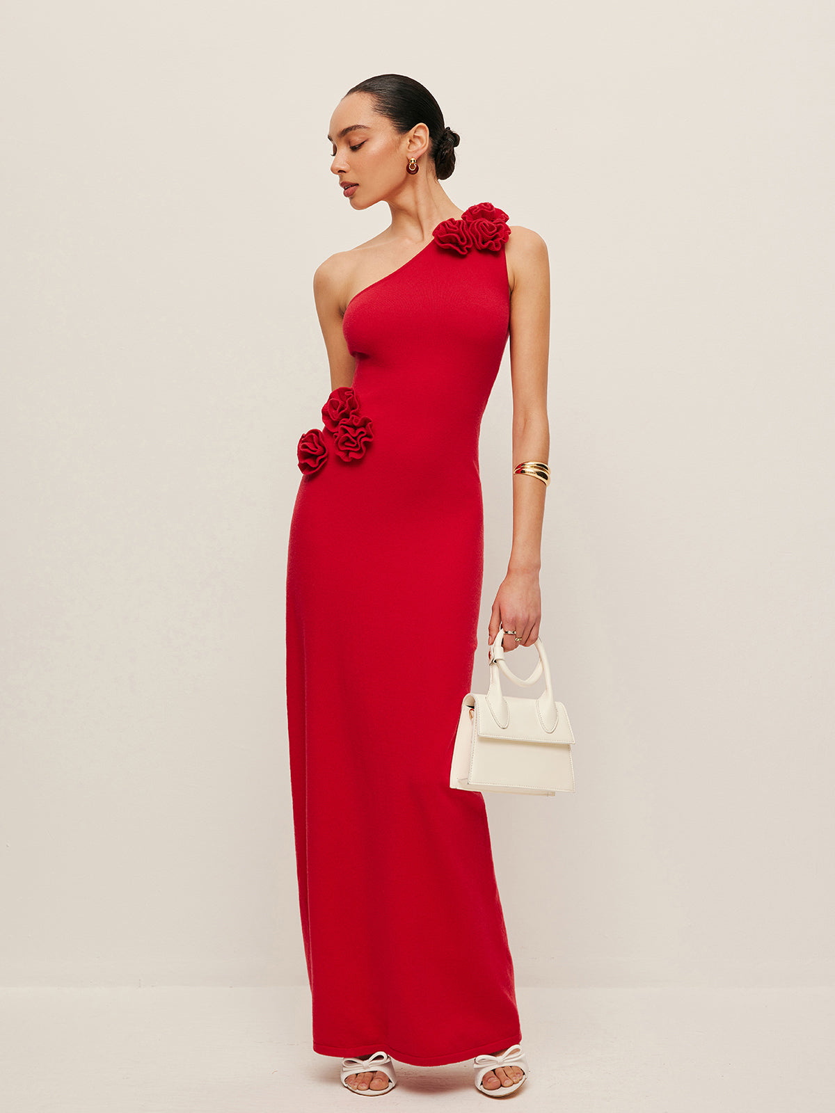 Moonglow One-Shoulder-Kleid mit Blumenakzenten