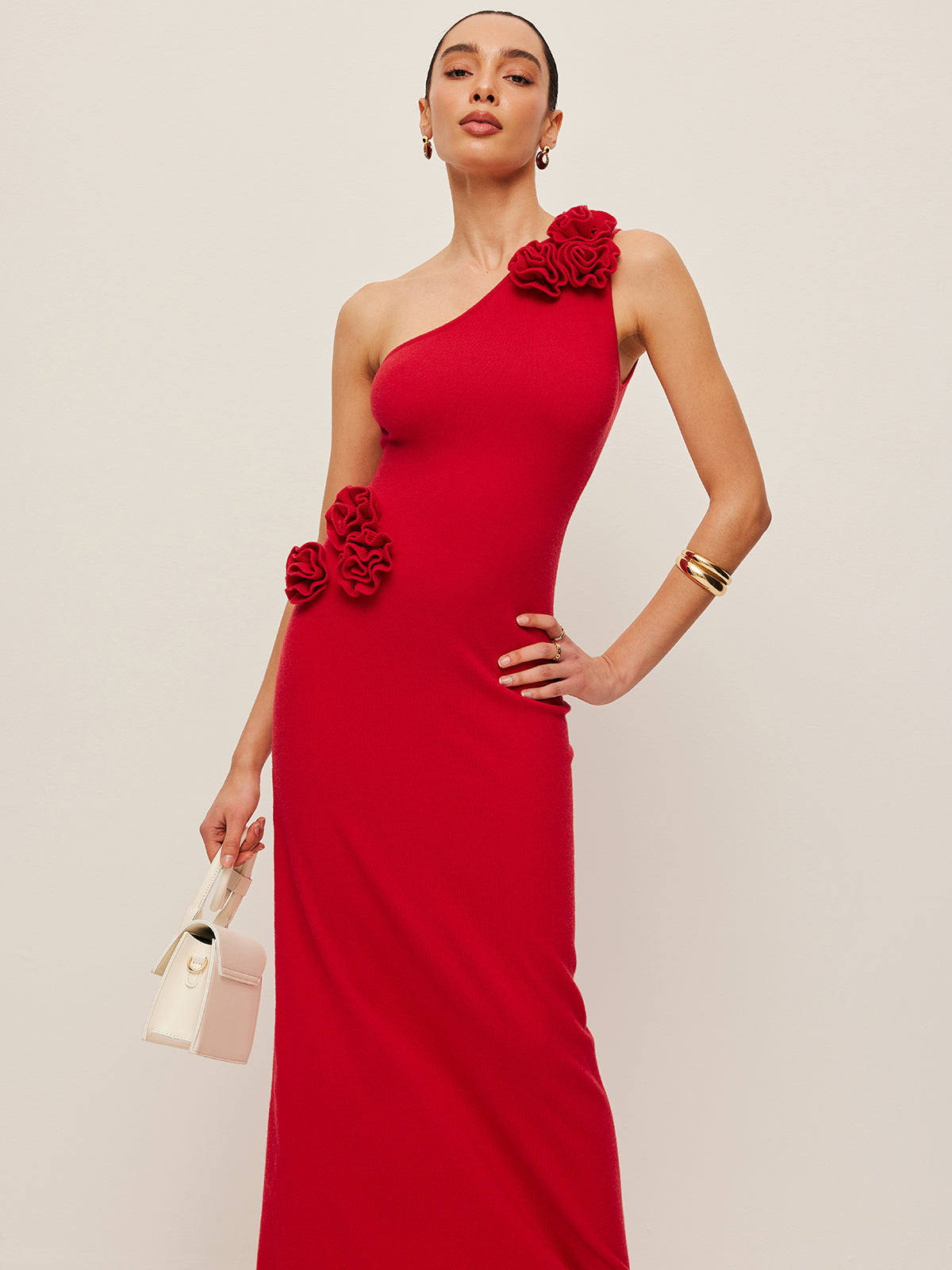 Moonglow One-Shoulder-Kleid mit Blumenakzenten