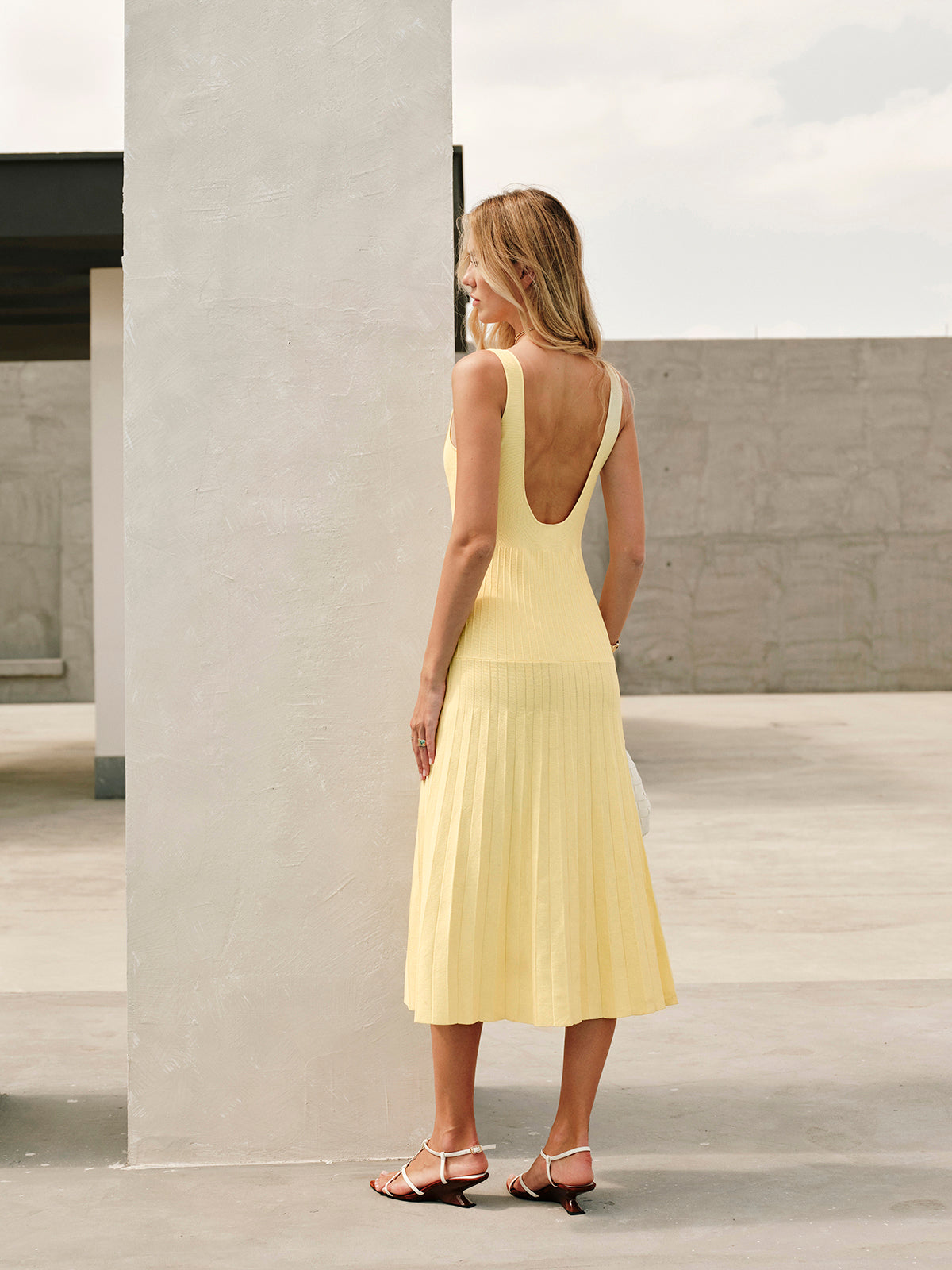 Naly Square-Neck Ribbed Knit Dress