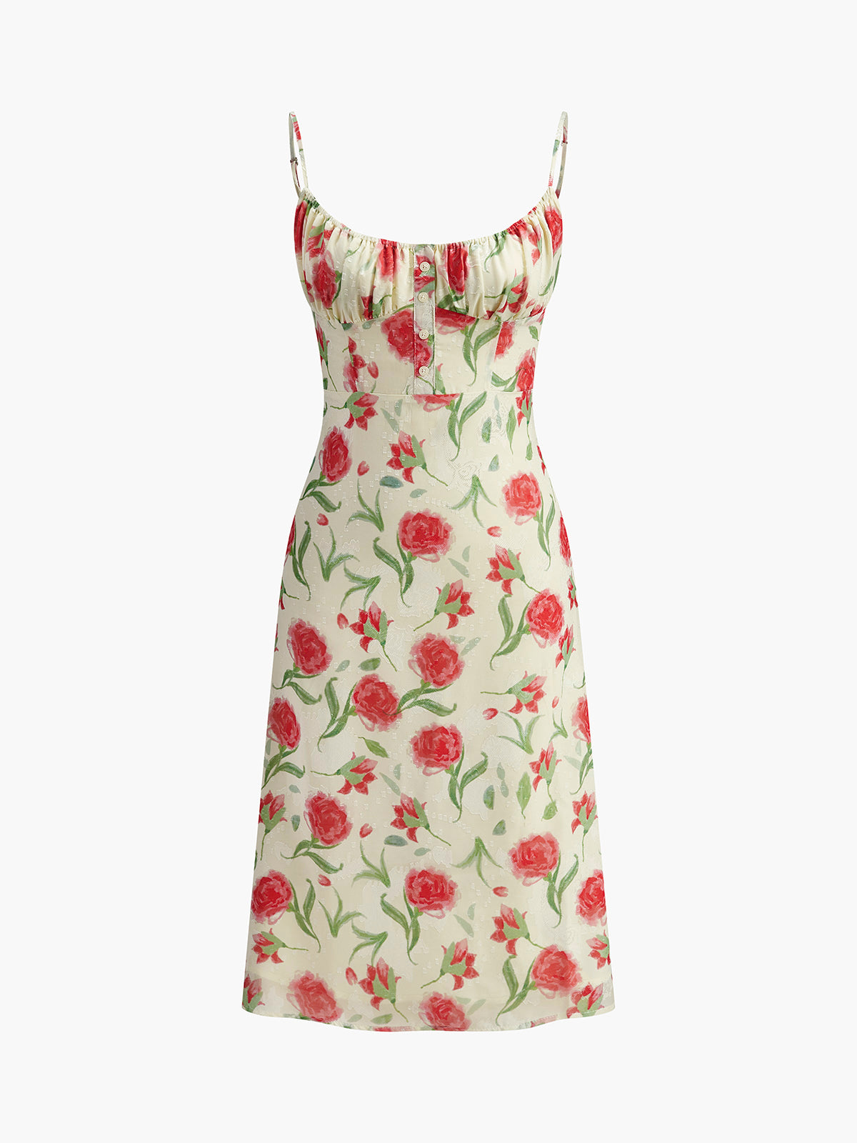 Splendid Floral Ruched Button Detail Dress