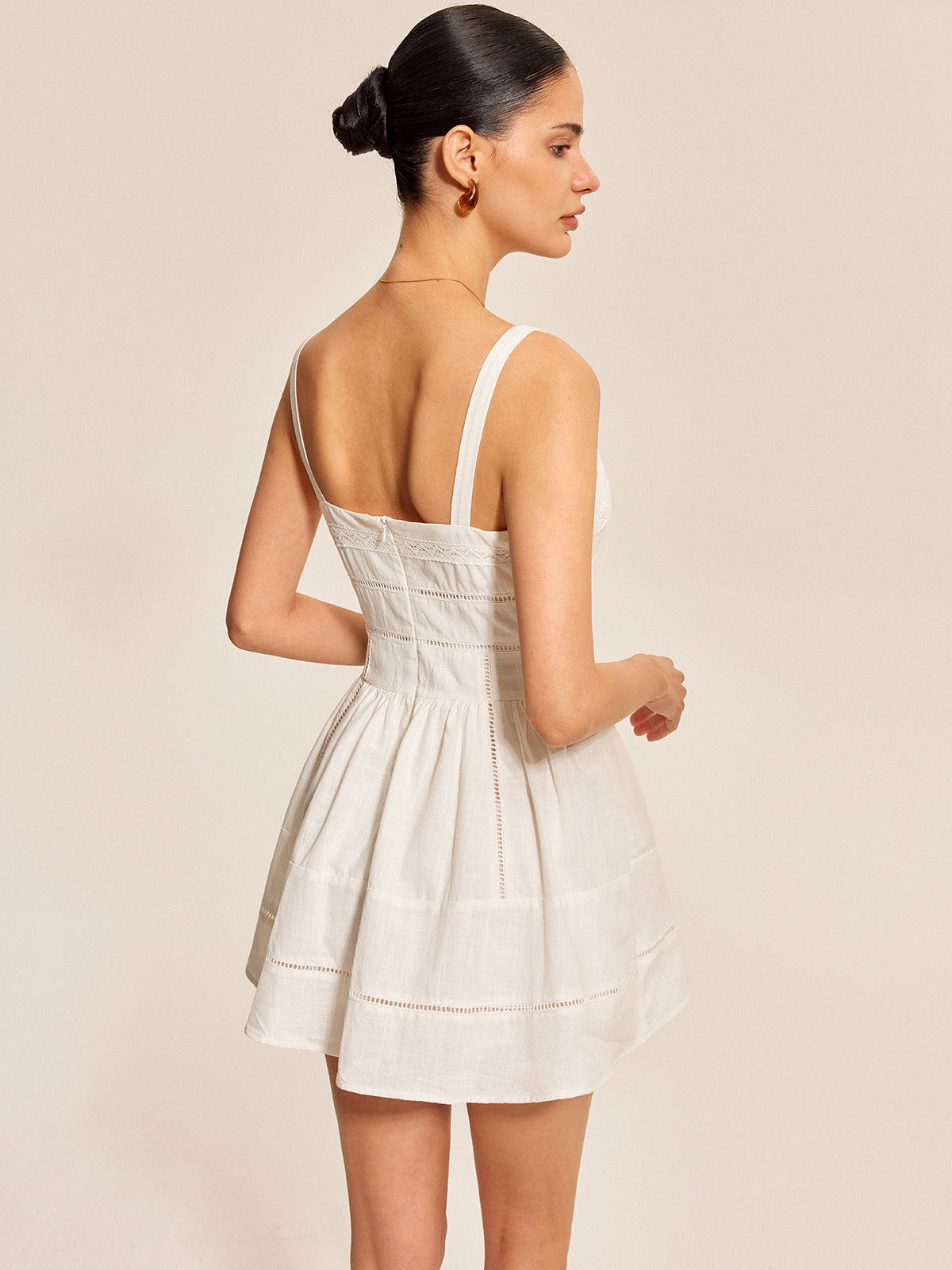 Tyriel Cotton Lace Trim Square Neck Dress