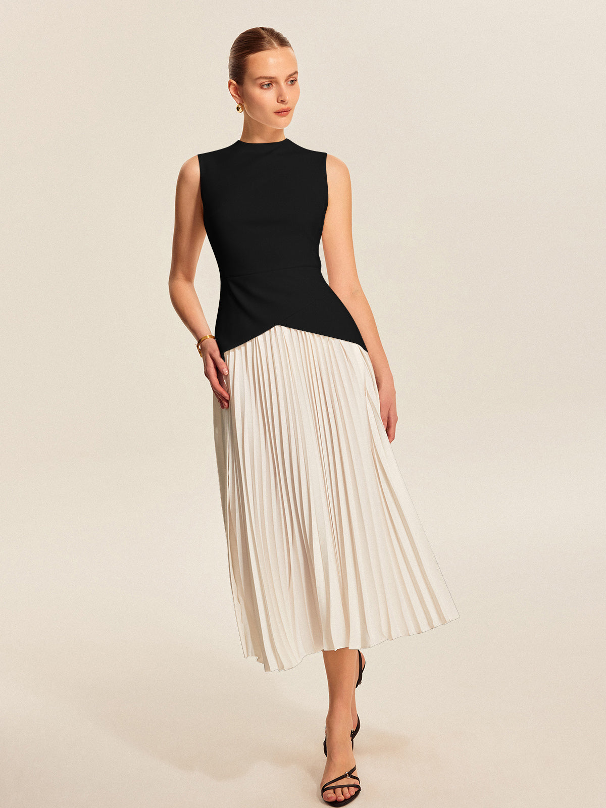 Ärmelloses Plisseekleid Lirel