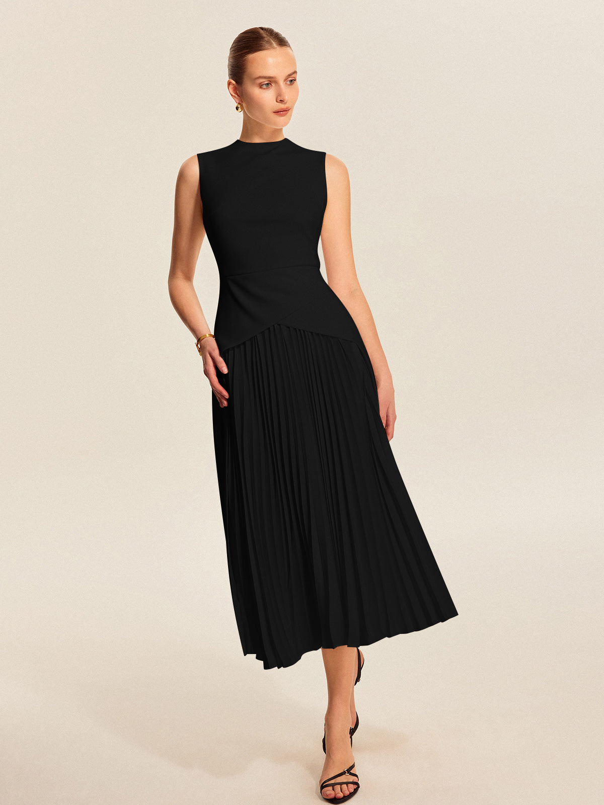 Ärmelloses Plisseekleid Lirel