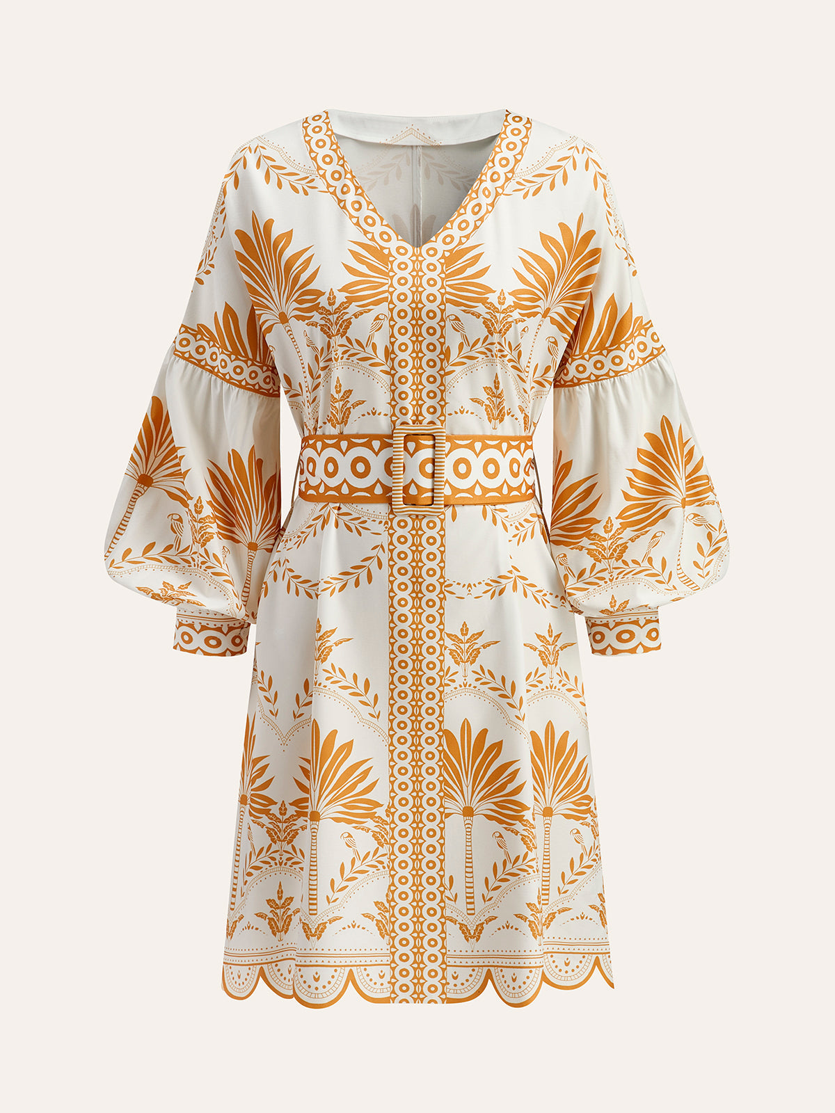 Enchant Boho Print V-ringad klänning med skärp