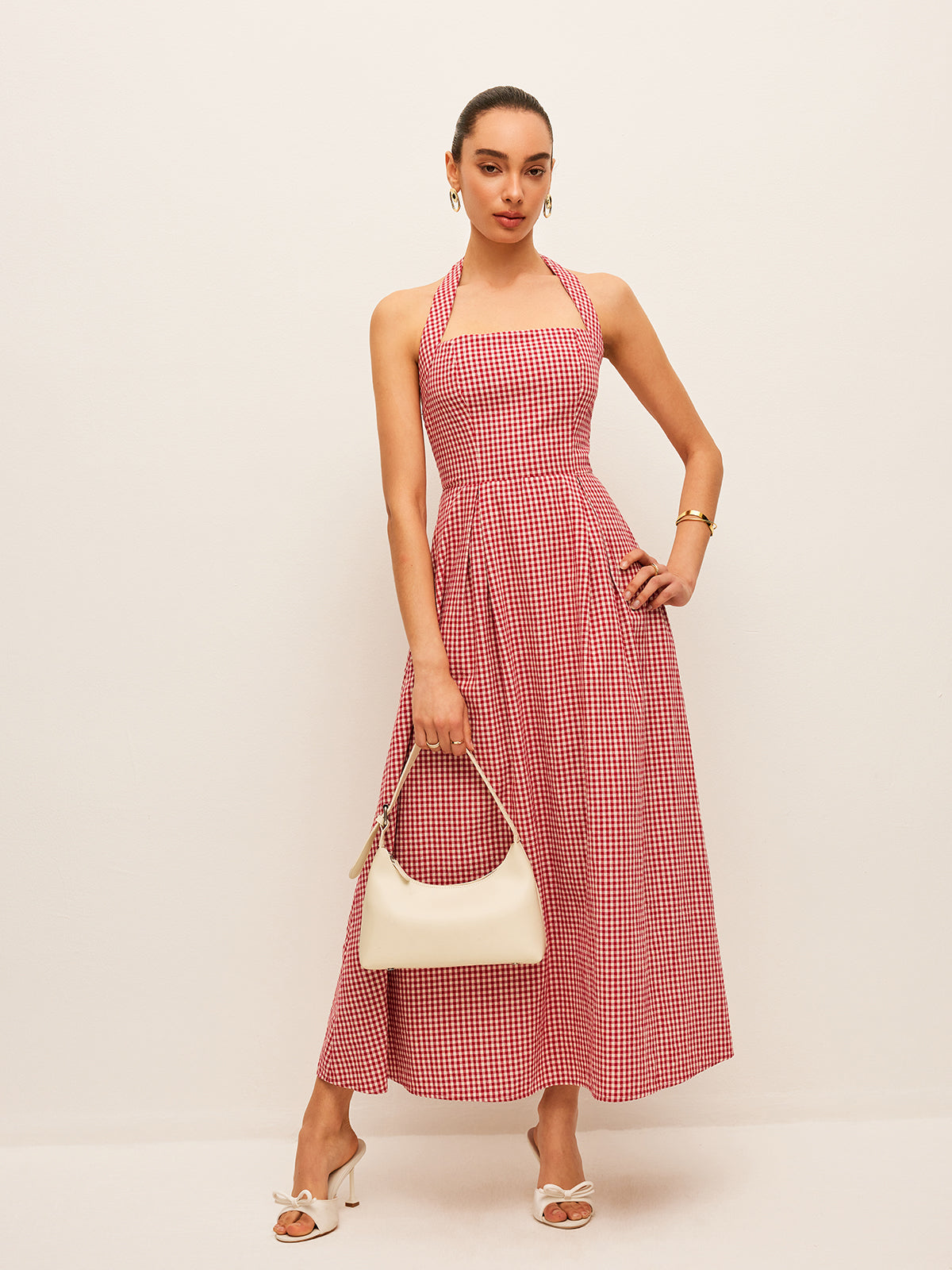 Brynne Cotton & Linen Rutig Halter Dress