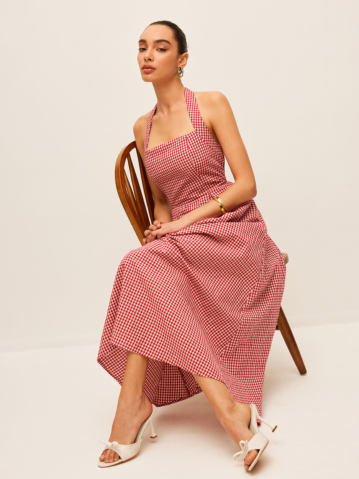 Brynne Cotton & Linen Rutig Halter Dress