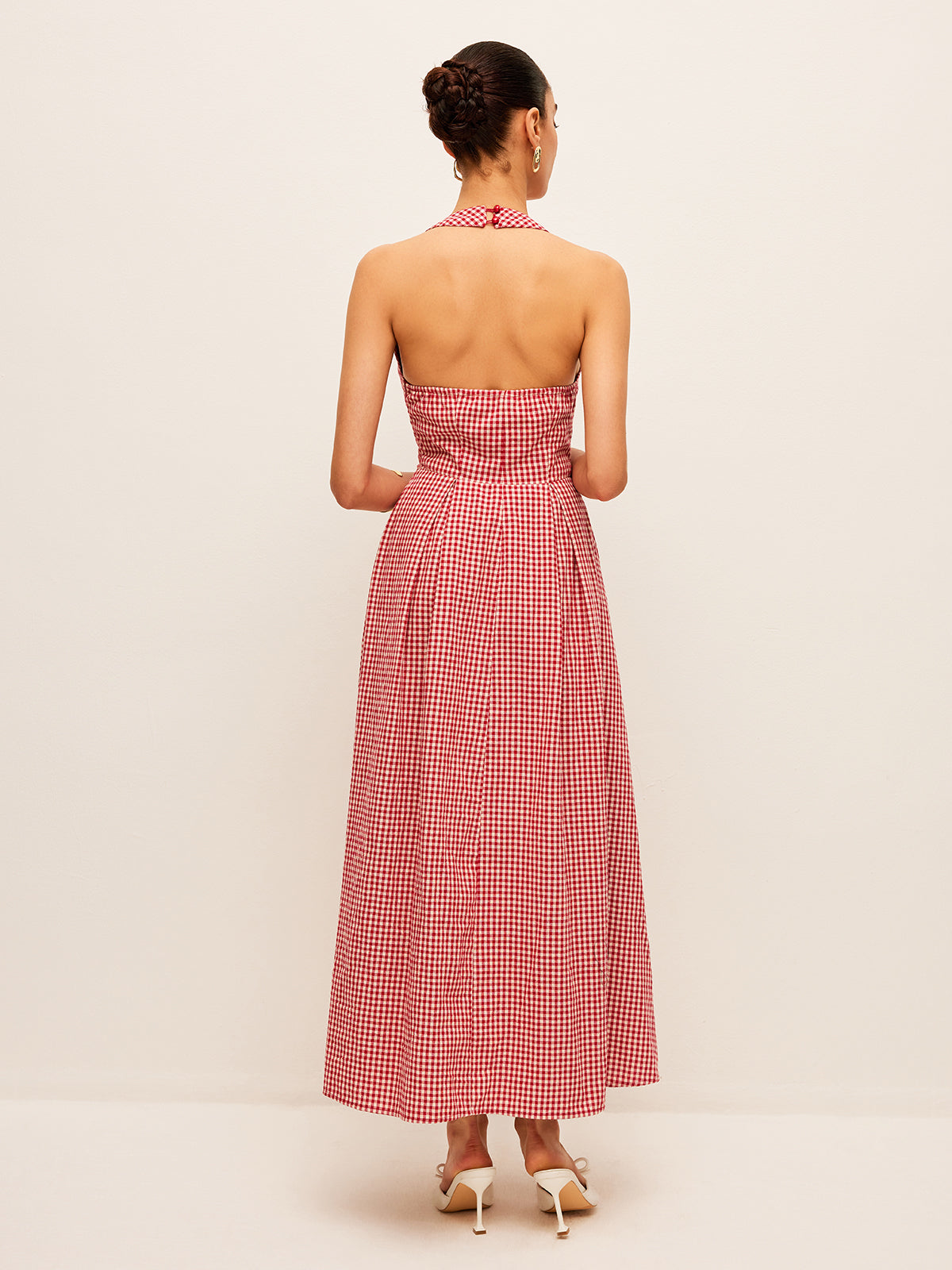 Brynne Cotton & Linen Rutig Halter Dress