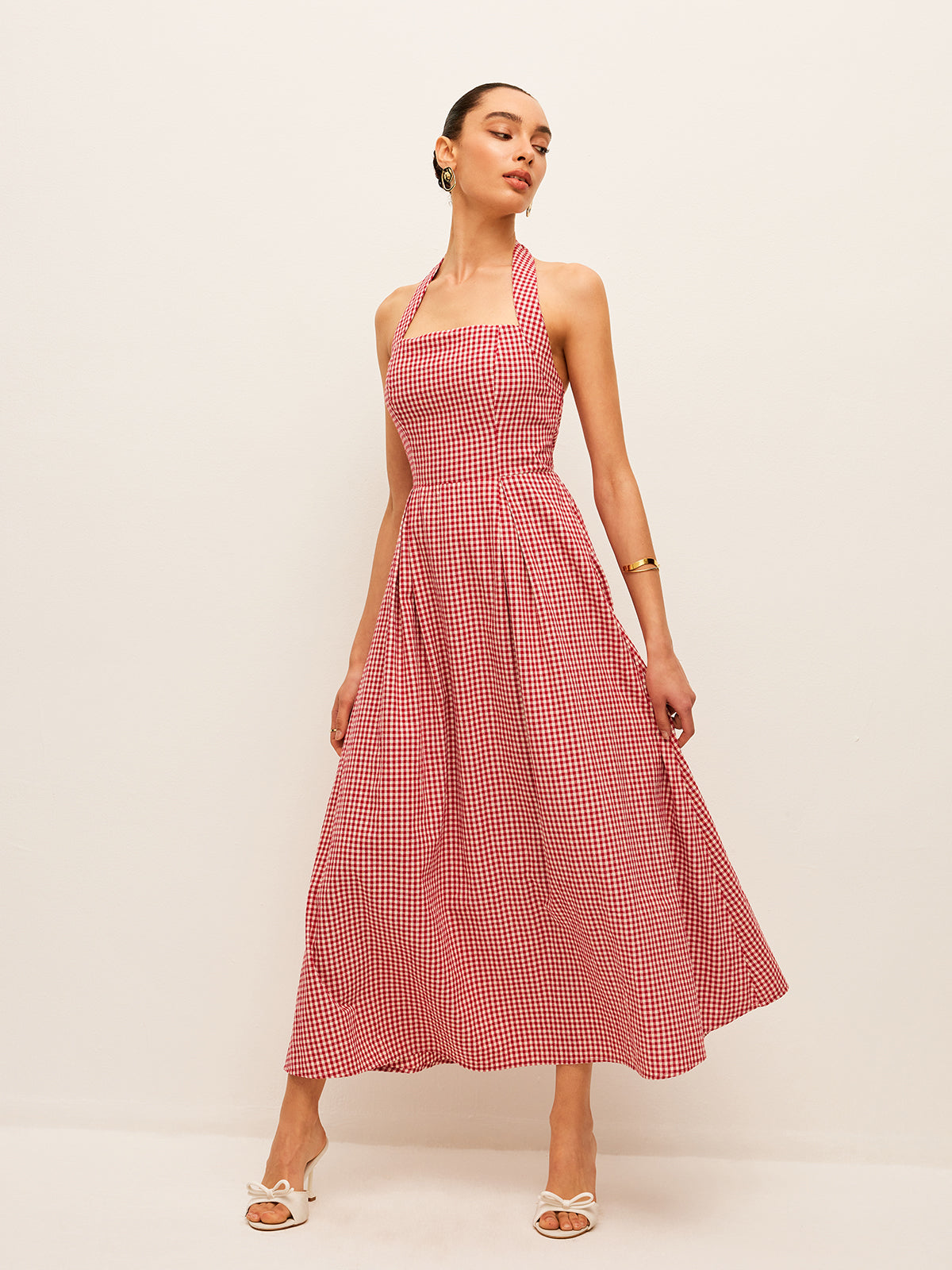 Brynne Cotton & Linen Rutig Halter Dress