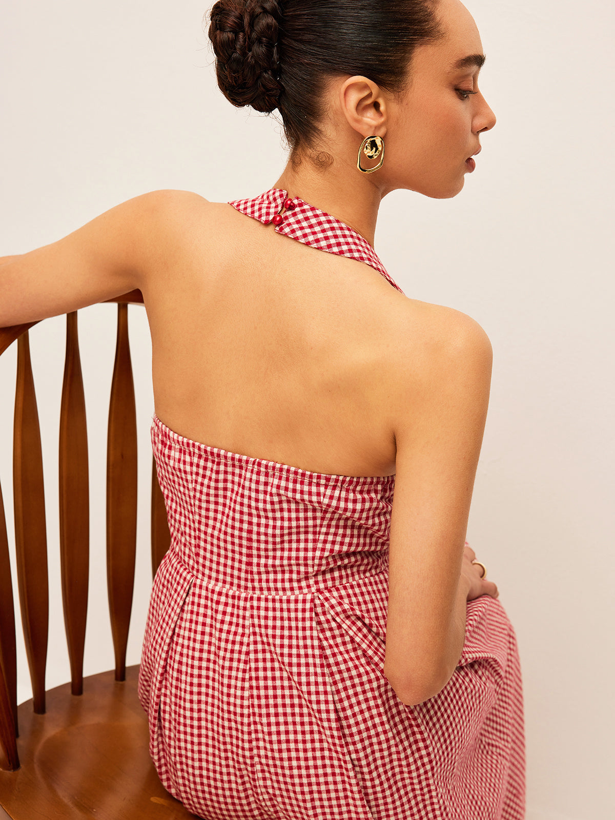 Brynne Cotton & Linen Rutig Halter Dress