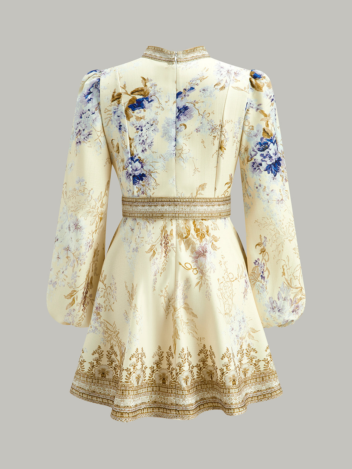 Opalfire – Kleid mit Puffärmeln und Blumendruck und Gürtel