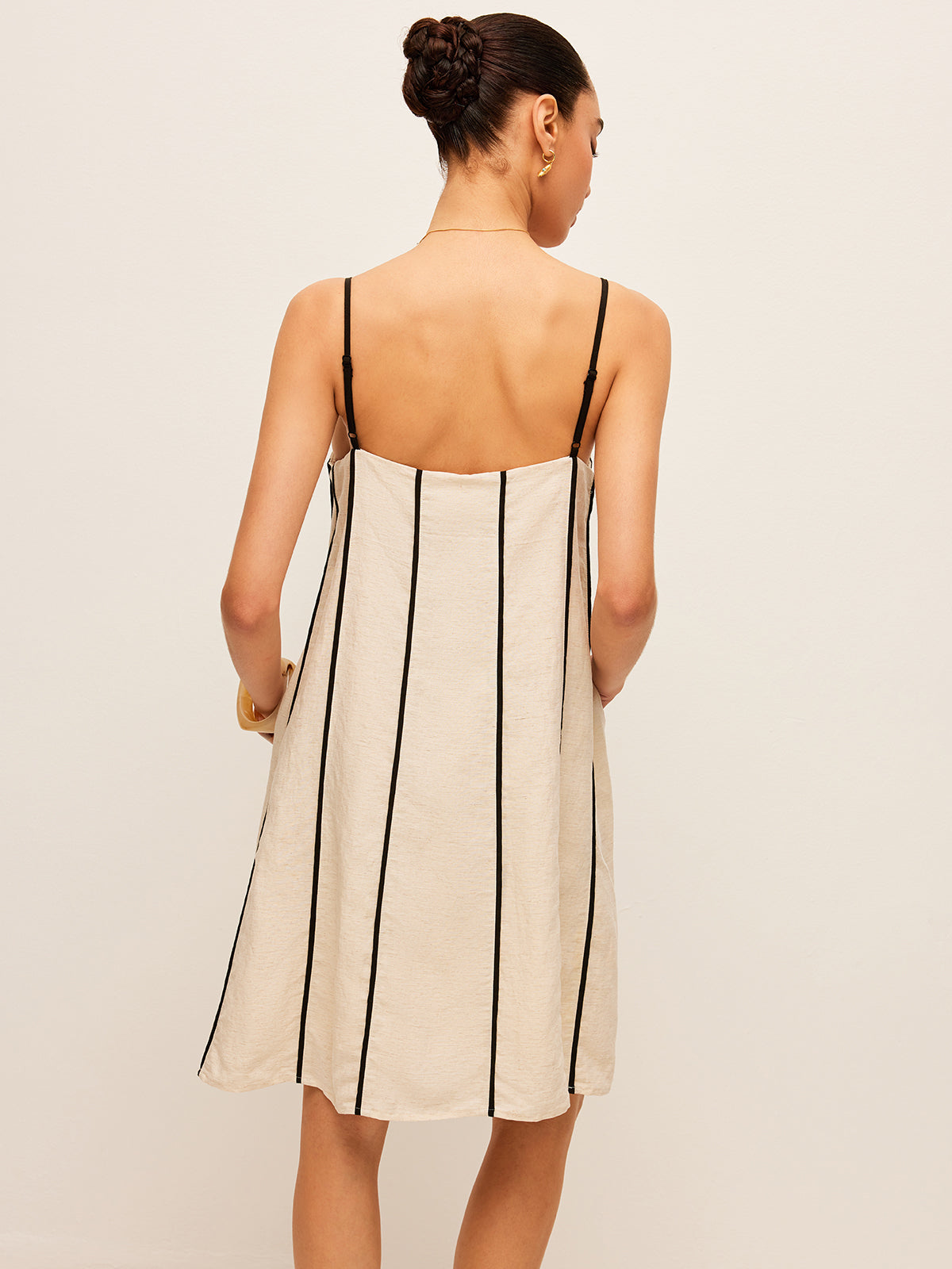 Gestreiftes Kleid aus Baumwolle und Leinen von Selys