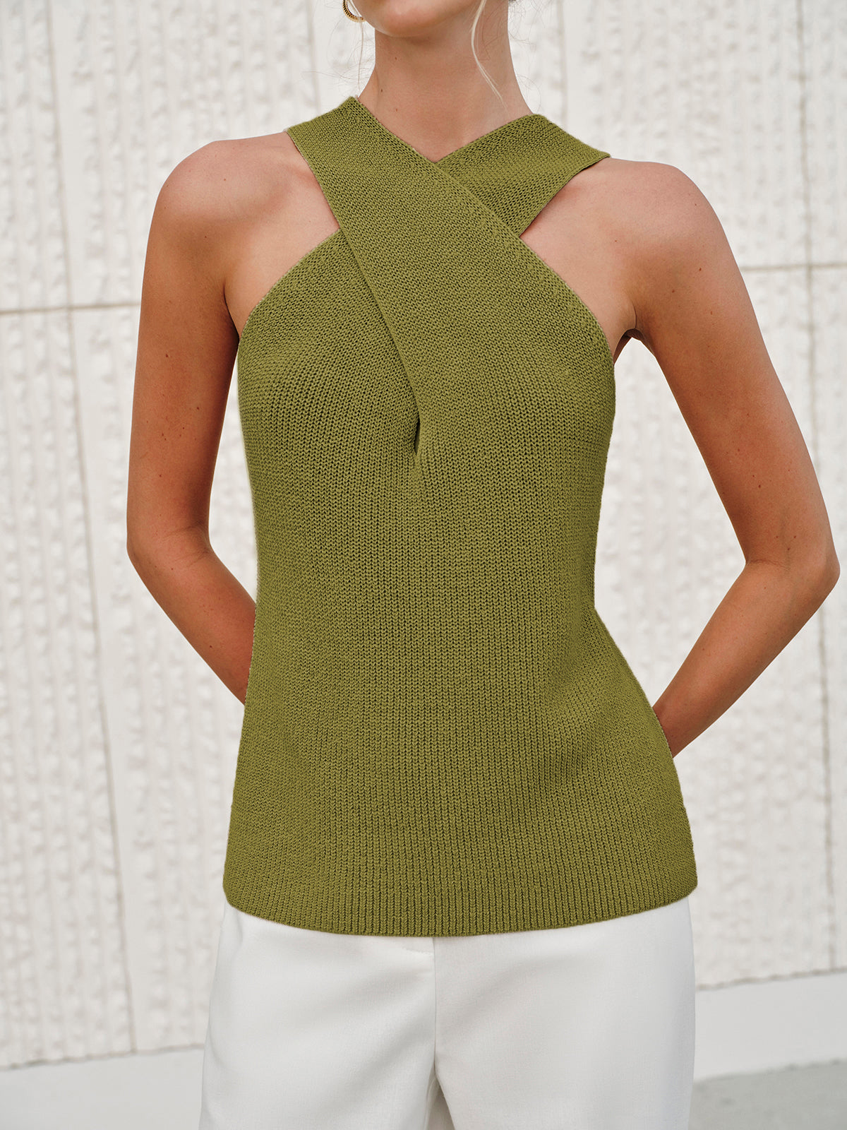 Veren Neckholder-Tanktop mit überkreuztem Kragen