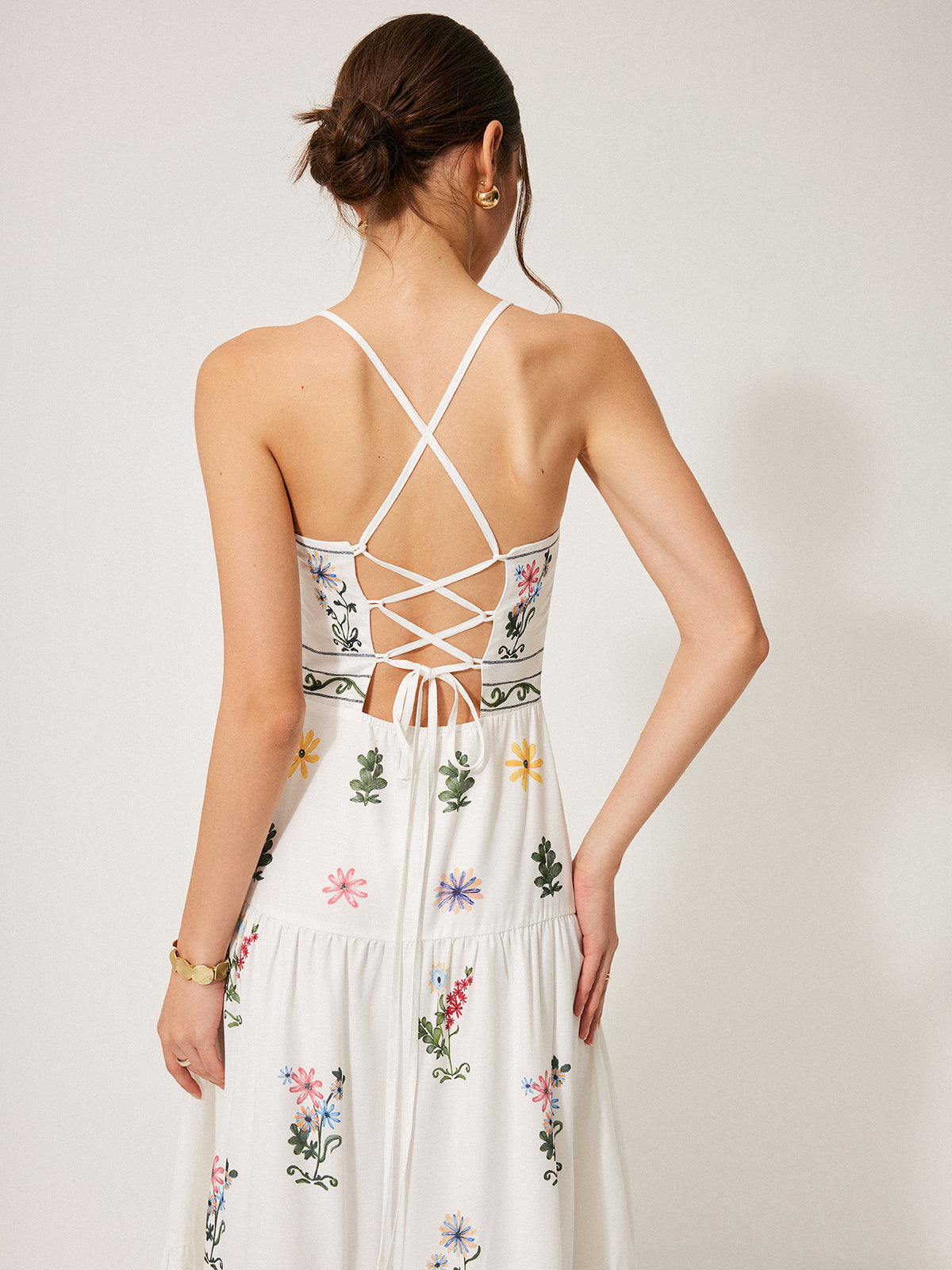 Celestbloom Boho Klänning med Spetsning och Topp i Ryggen