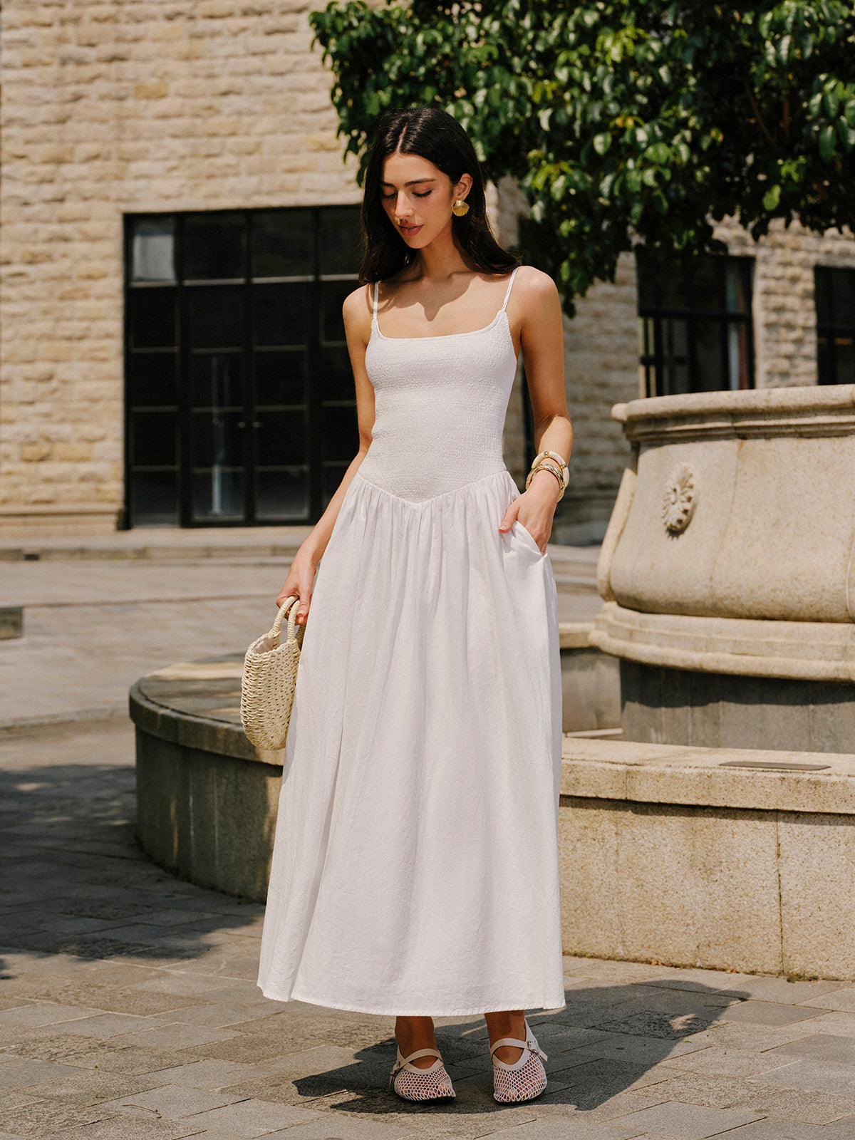 Mystdust – Camisole-Kleid aus Baumwolle mit Taschendetail