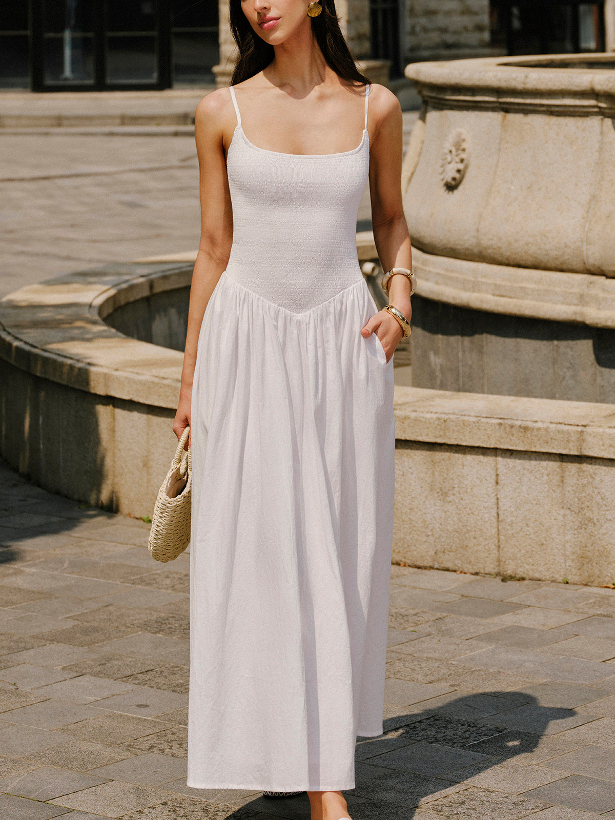 Mystdust – Camisole-Kleid aus Baumwolle mit Taschendetail