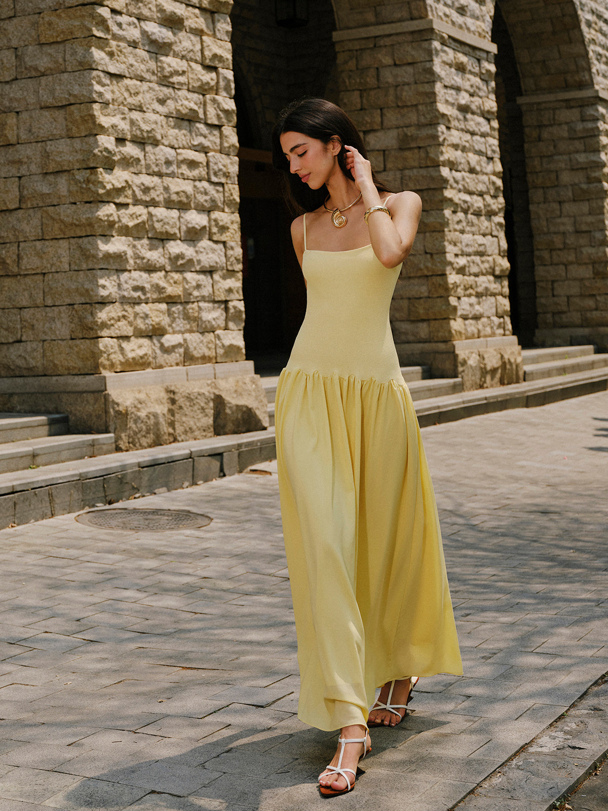 Splendbloom – Camisole-Sweatkleid mit plissiertem Saum