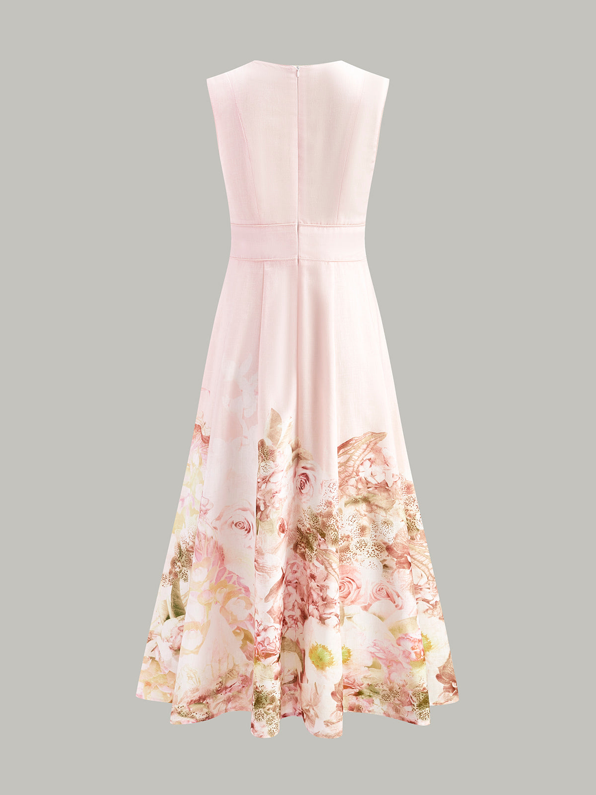 Solarbloom – Kleid mit V-Ausschnitt und Blumenmuster und Bindegürtel