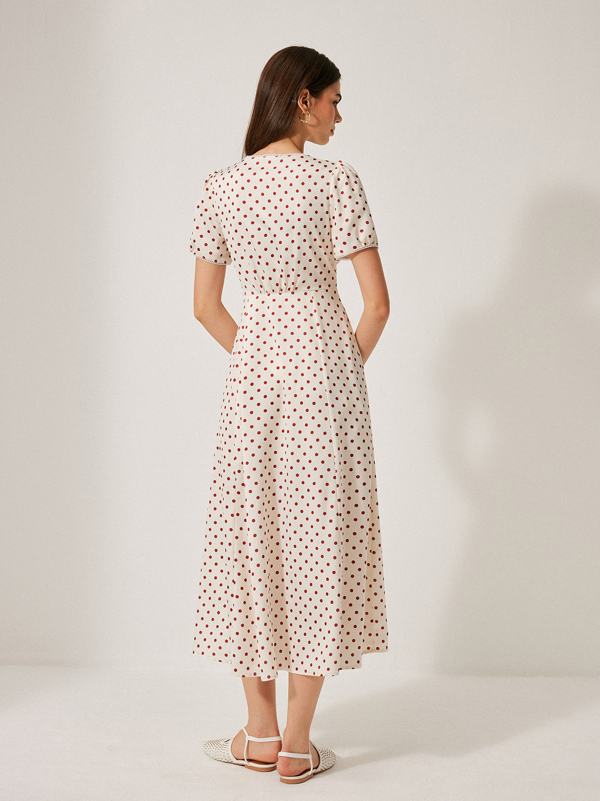 Luminous Polka Dot Puff Sleeve Dress