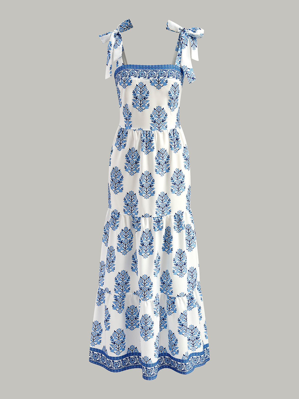 Heliel Kleid mit Blumendruck und Bindeträgern