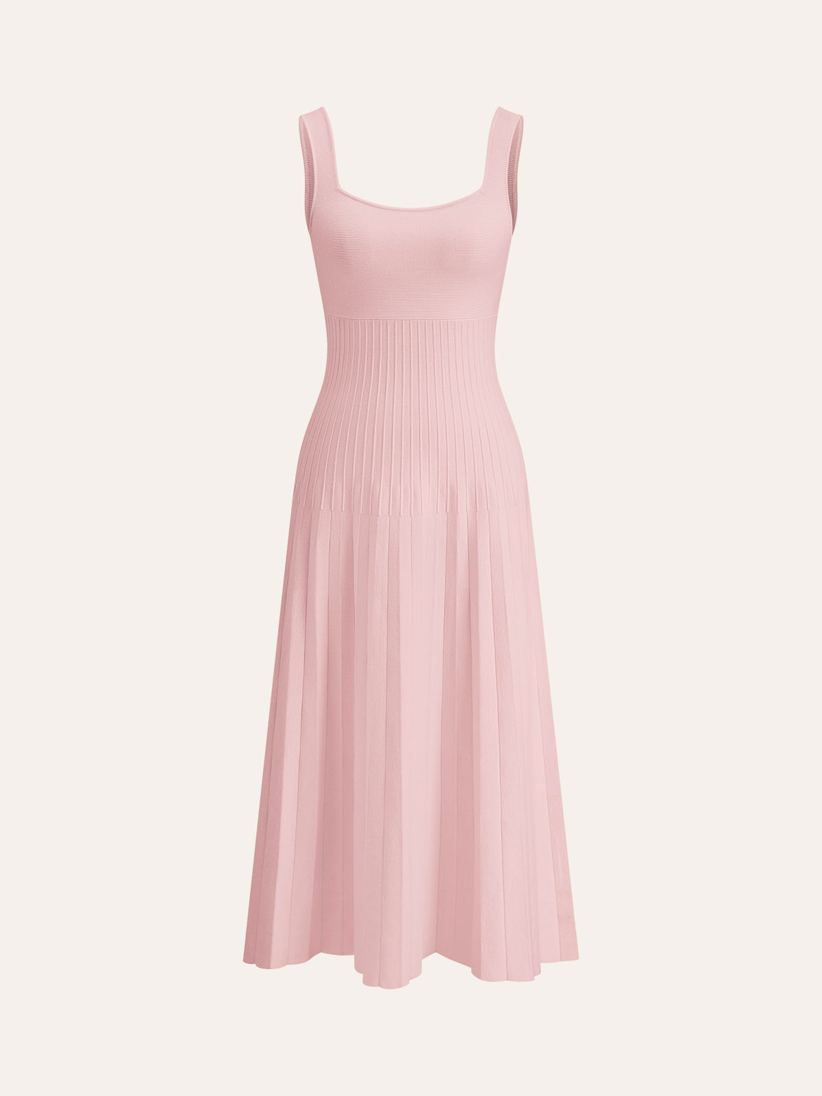 Naly Square-Neck Ribbed Knit Dress